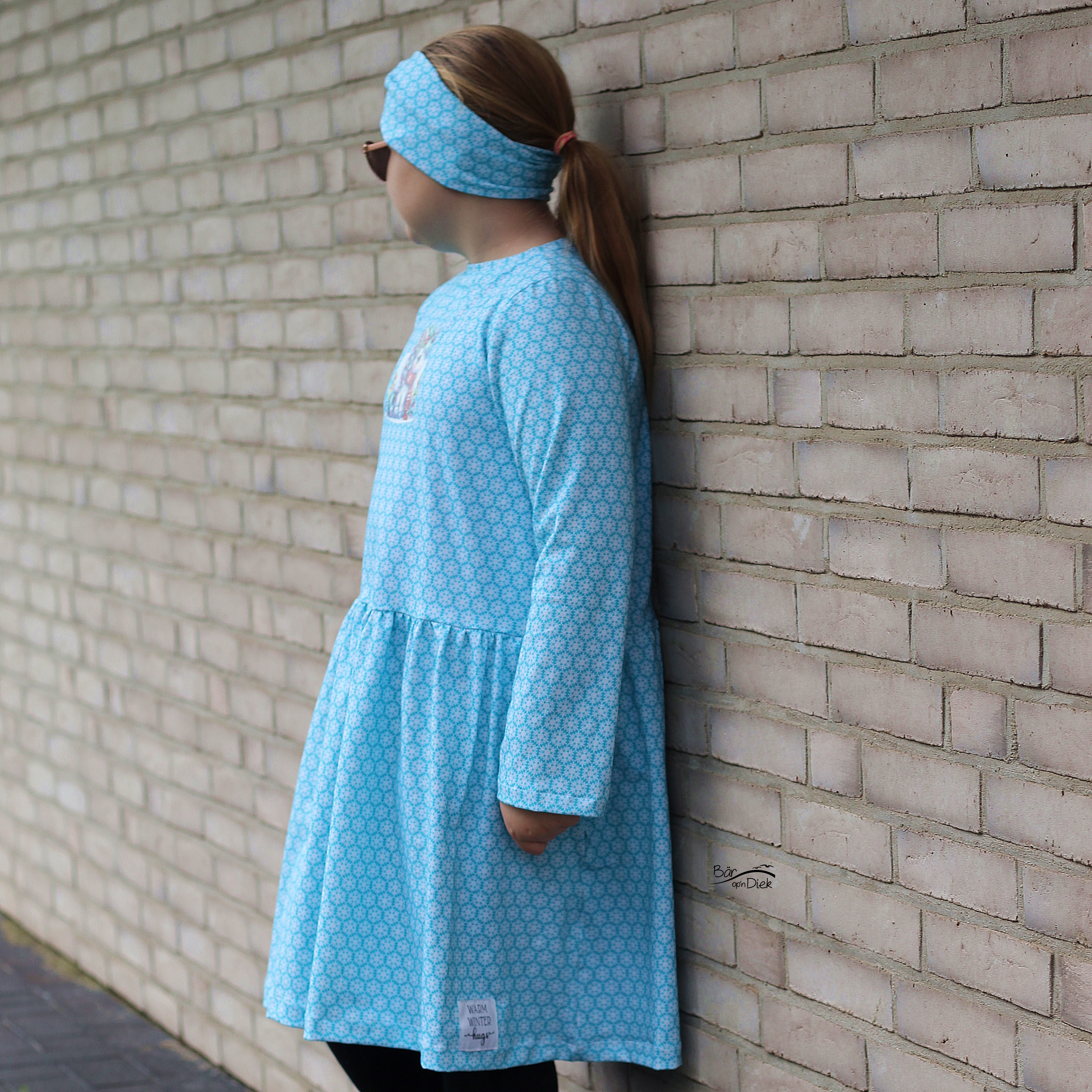 Organic fabric - Snow crystals smoke blue