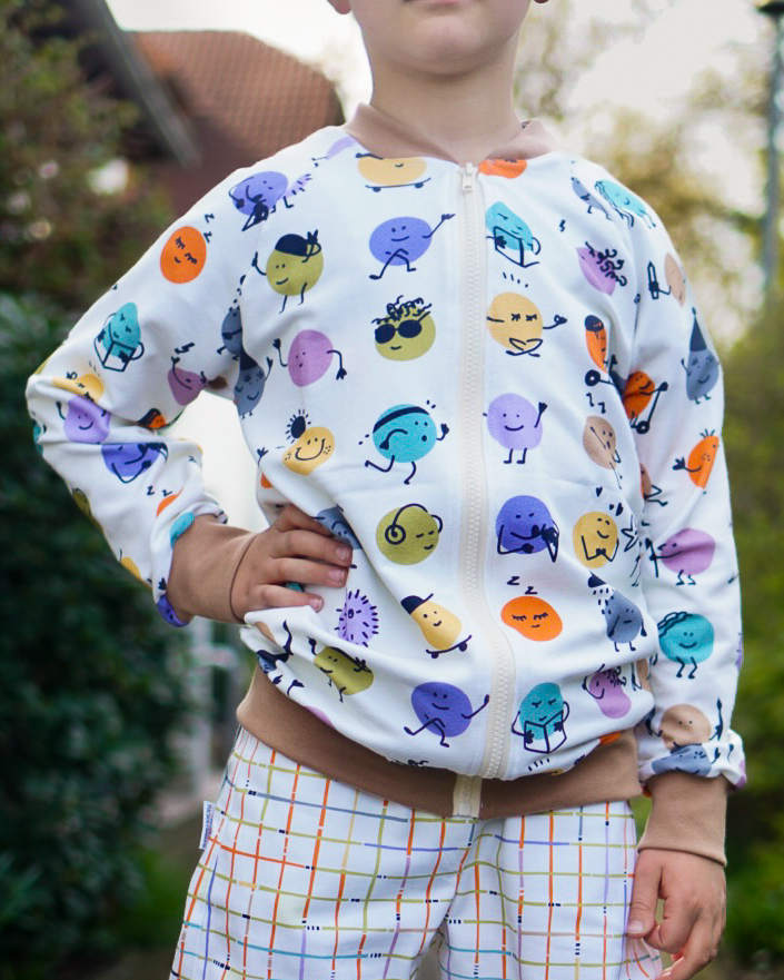 Organic fabric -  Kids Day Funny Dots petrol