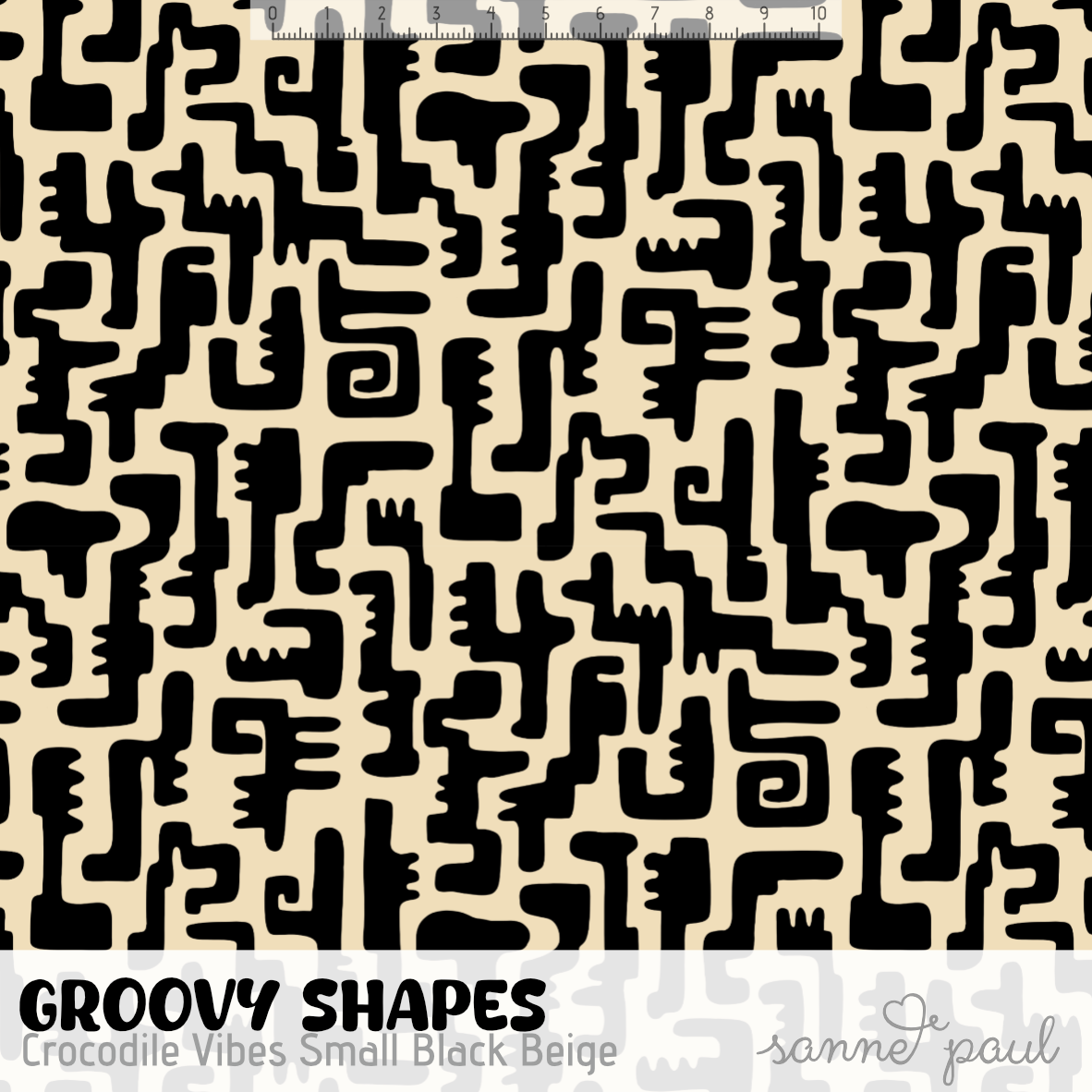 Bio Stoff - Groovy Shapes Crocodile Vibes Small Black Beige 