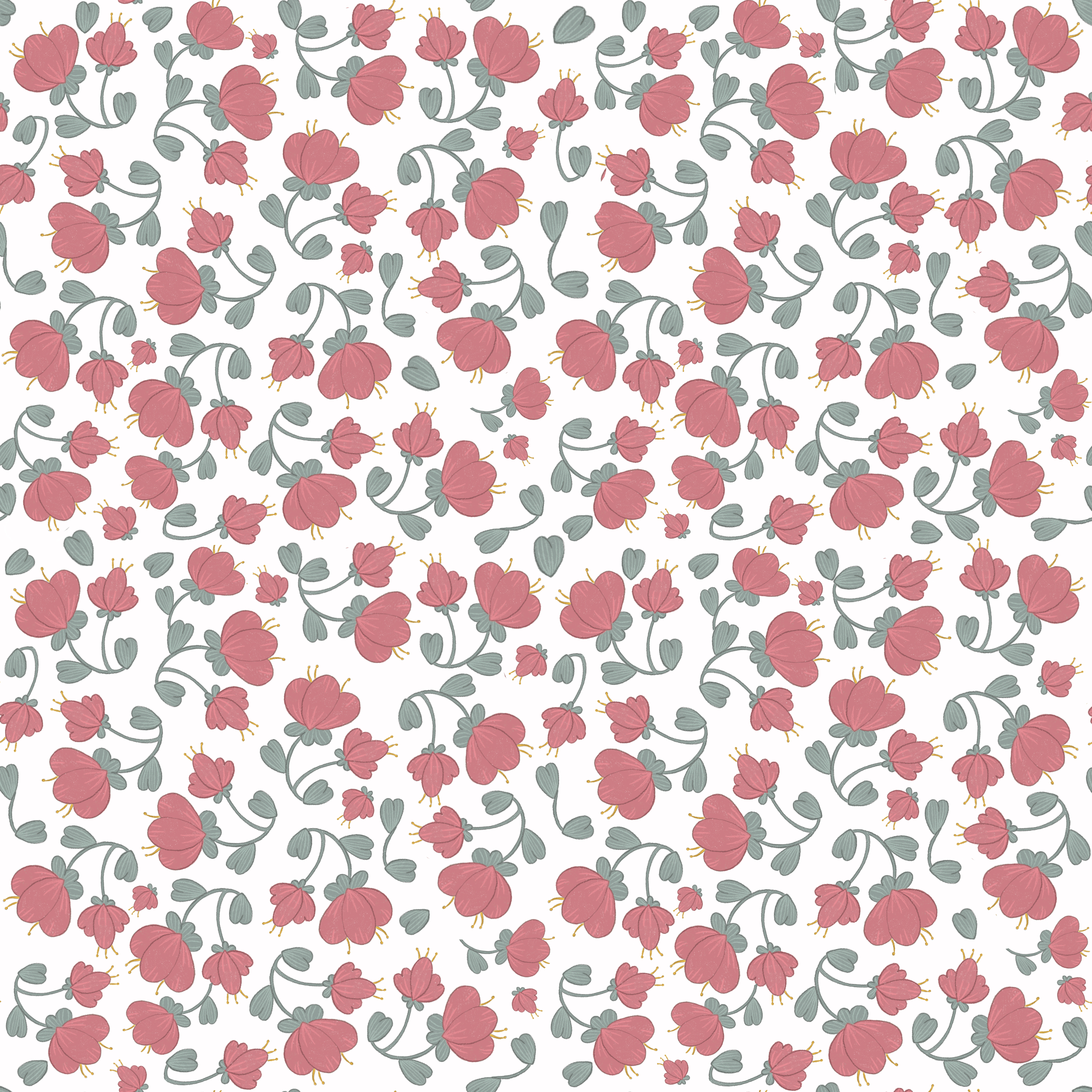 Organic Fabric - Poppy Party White Small by Benito Und Maus Illustrations in pink