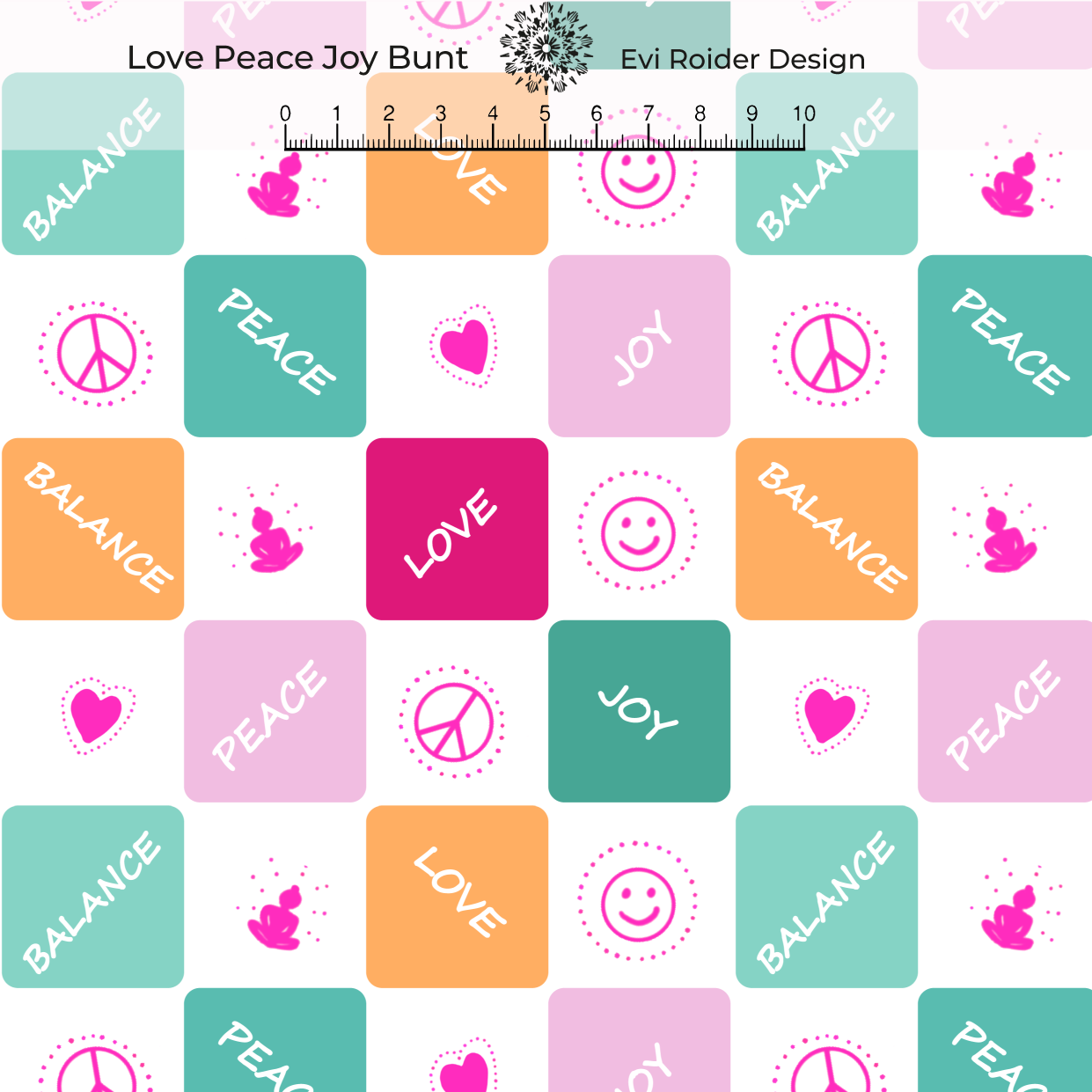 Organic Fabric  - Love Peace Joy Bunt