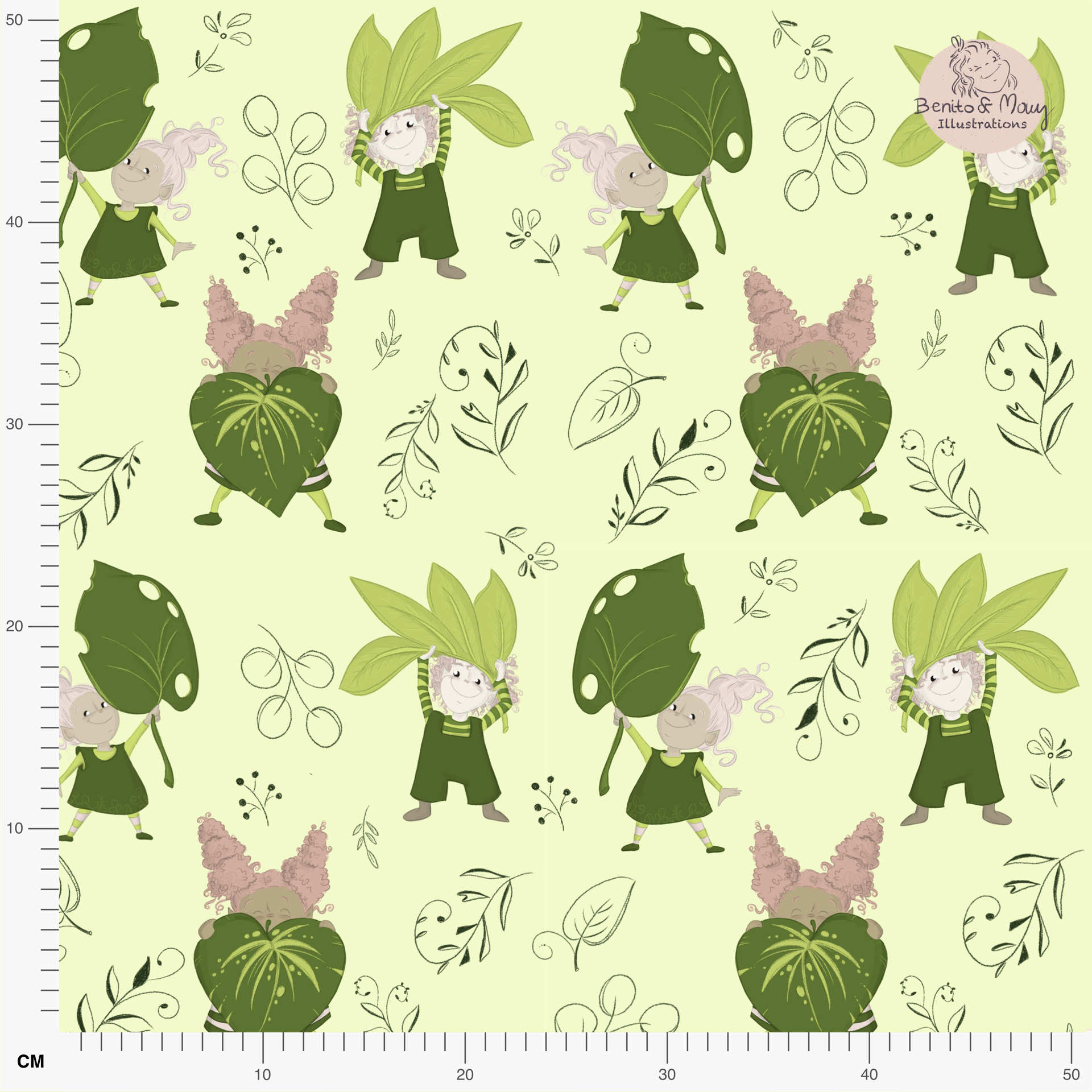 Bio Stoff  -  Botanical Fairytale grün, groß