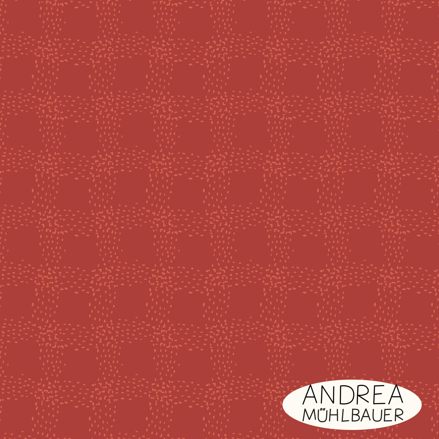Bio Fabric - Koernerkaro Dark Red by Andrea Muehlbauer in red