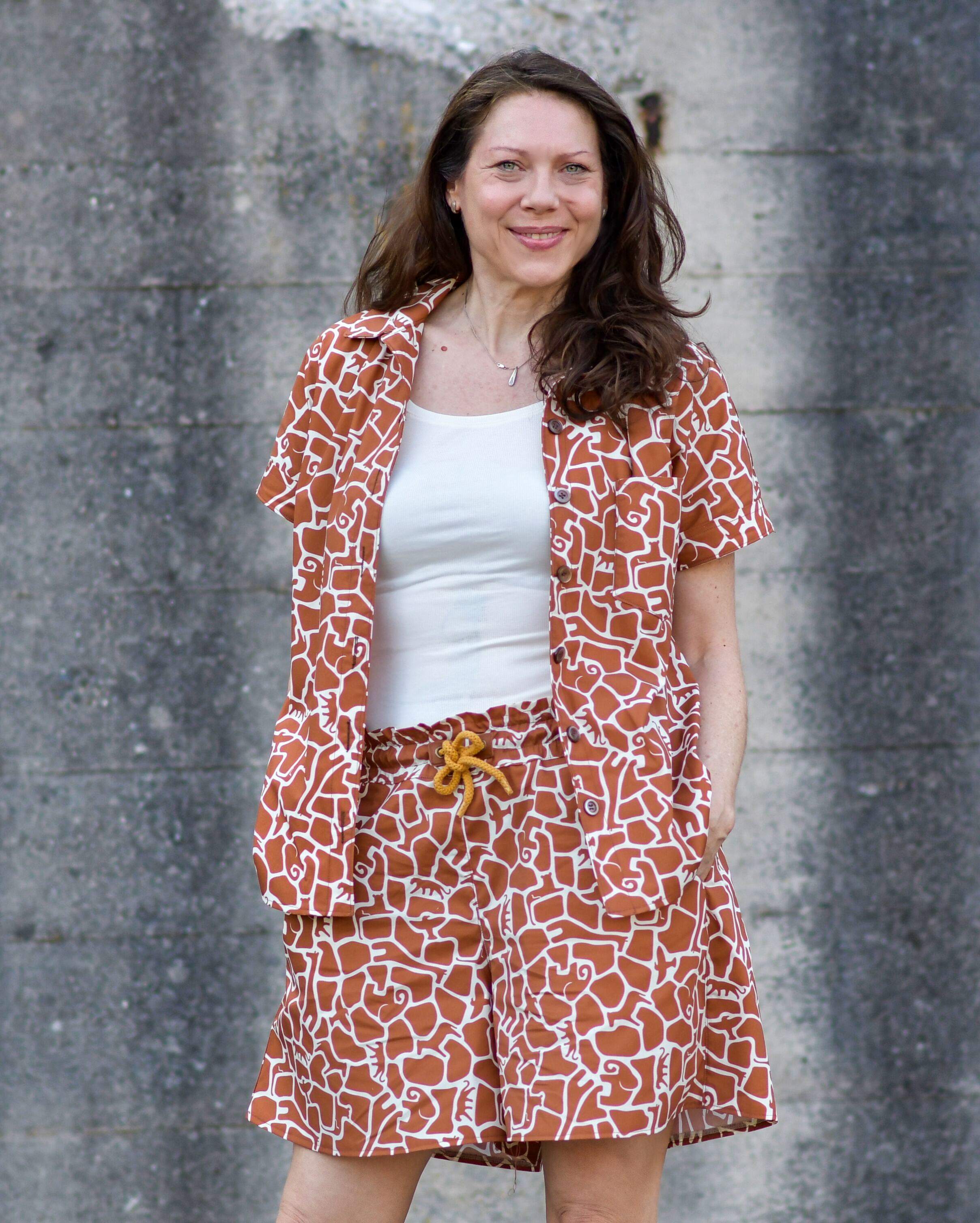 Organic fabric - Safari Luxe Giraffen Labyrinth brown