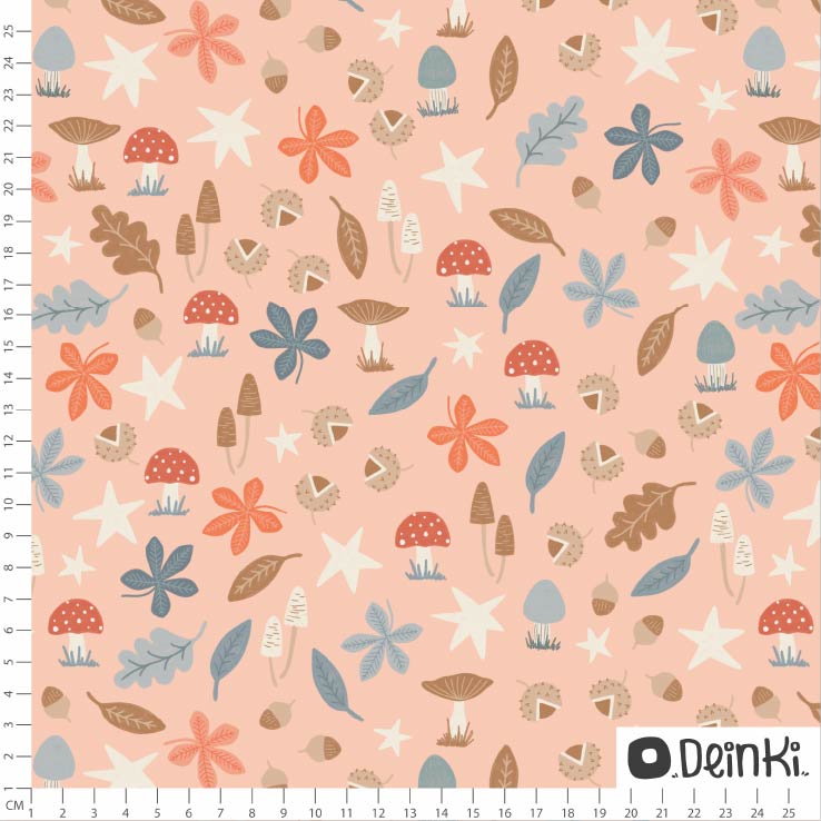 Bio Fabric - Autumn Leaf Pink Multi by Deinki in pink