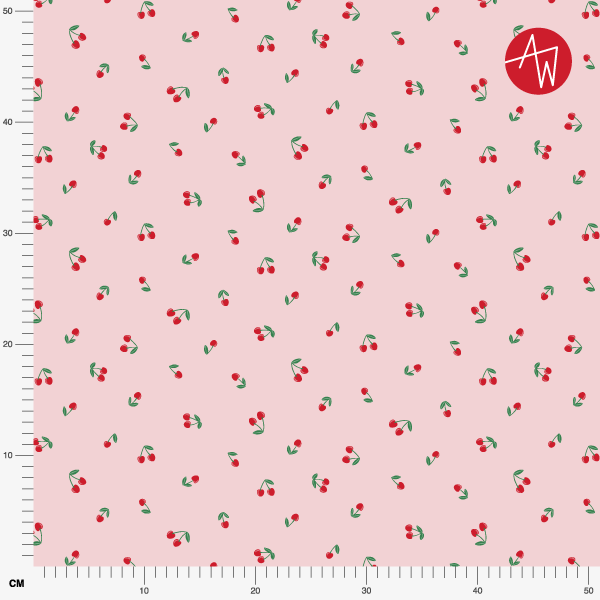 Organic fabric - Cherry Bloom Kleine Kirschen rosa