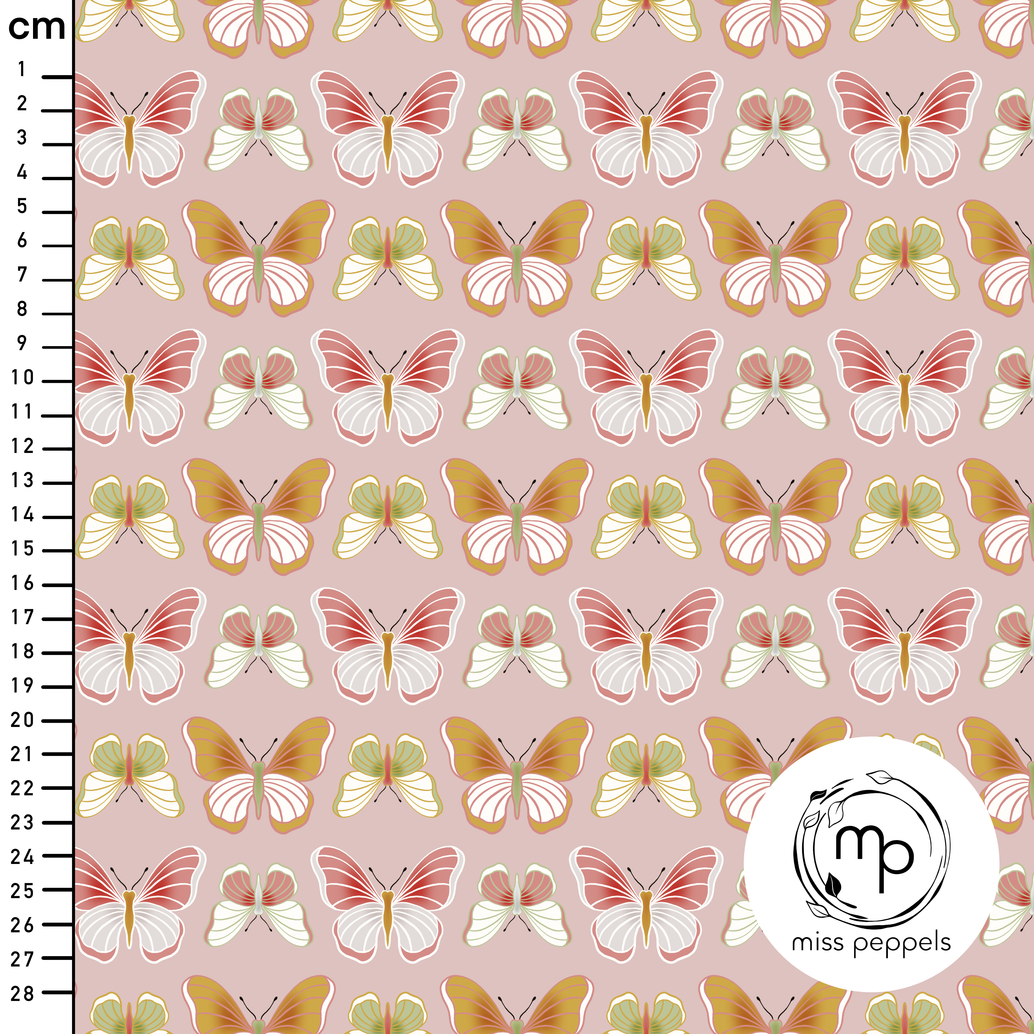 Bio Stoff  - Schmetterling Reihe rosa