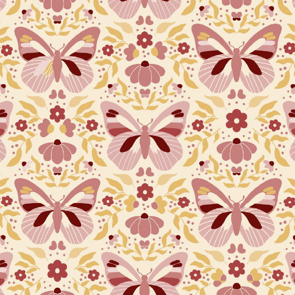 Bio Stoff  -  Butterfly Garden Falterreigen orange