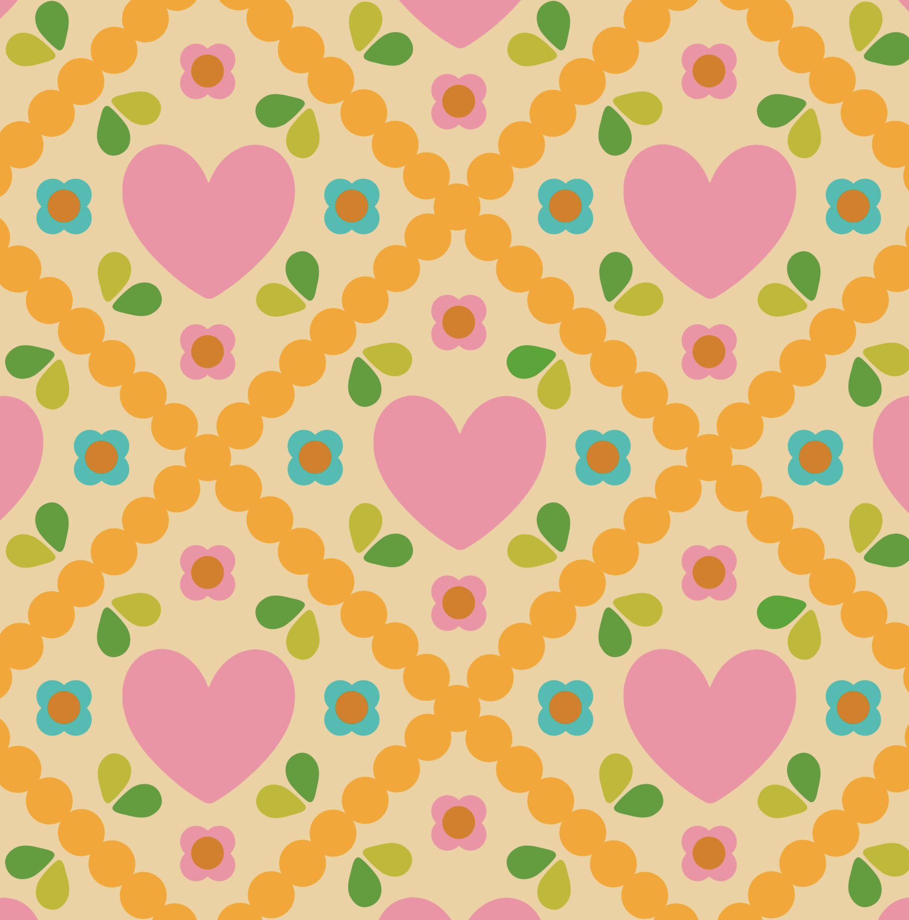 Organic fabric  - Heart orange