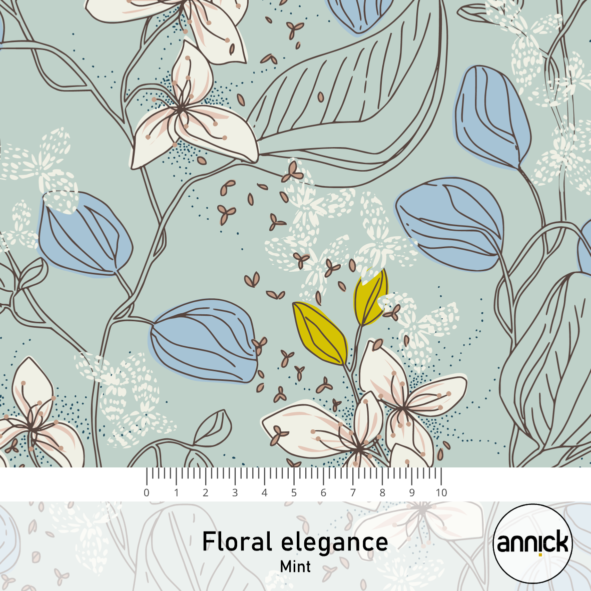 Bio Stoff - Floral Elegance Mint von Annick in mint
