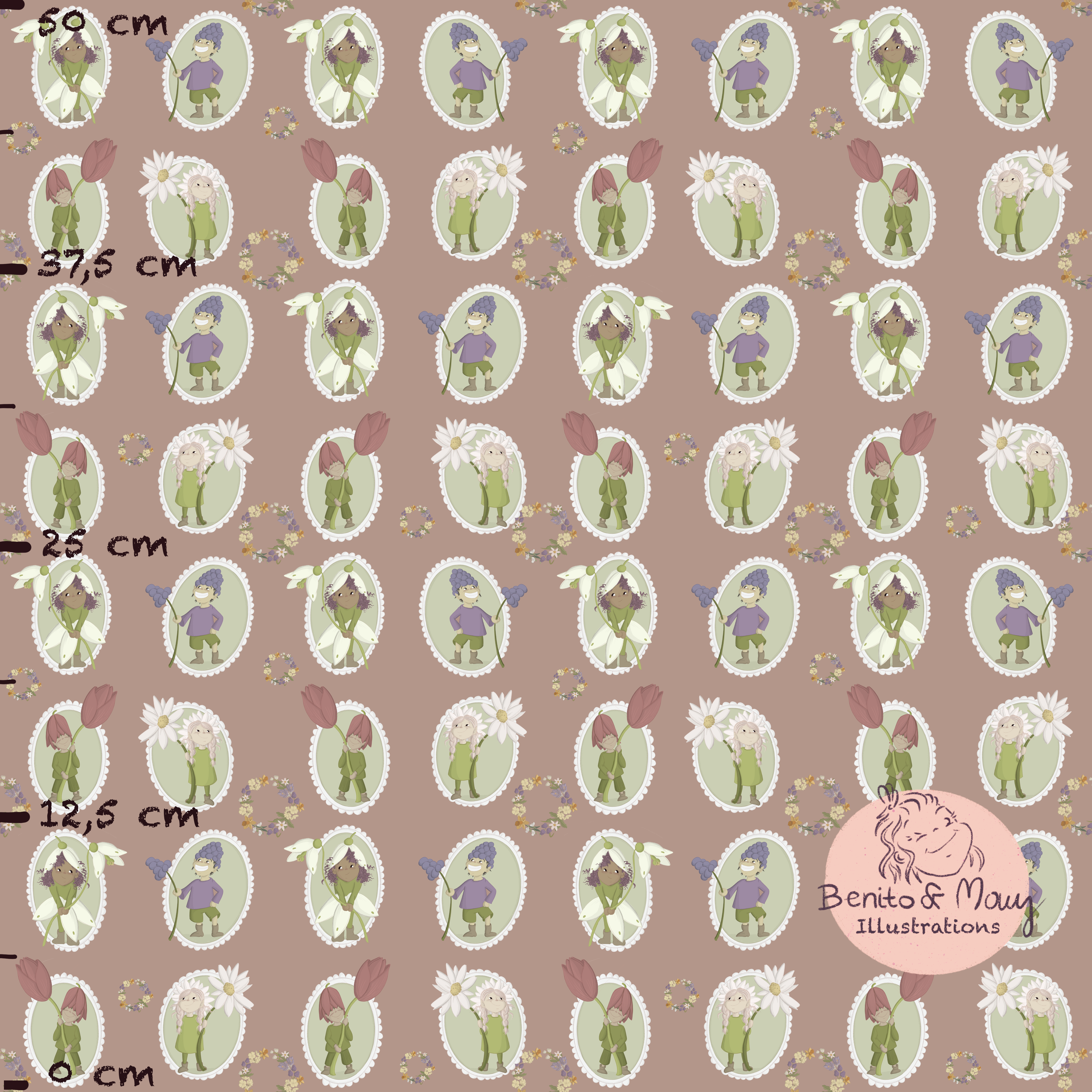 Bio Stoff  - Spring Magic Pastellrot Gross - BenitoUndMausIllustration, rot, Floral & Blumen