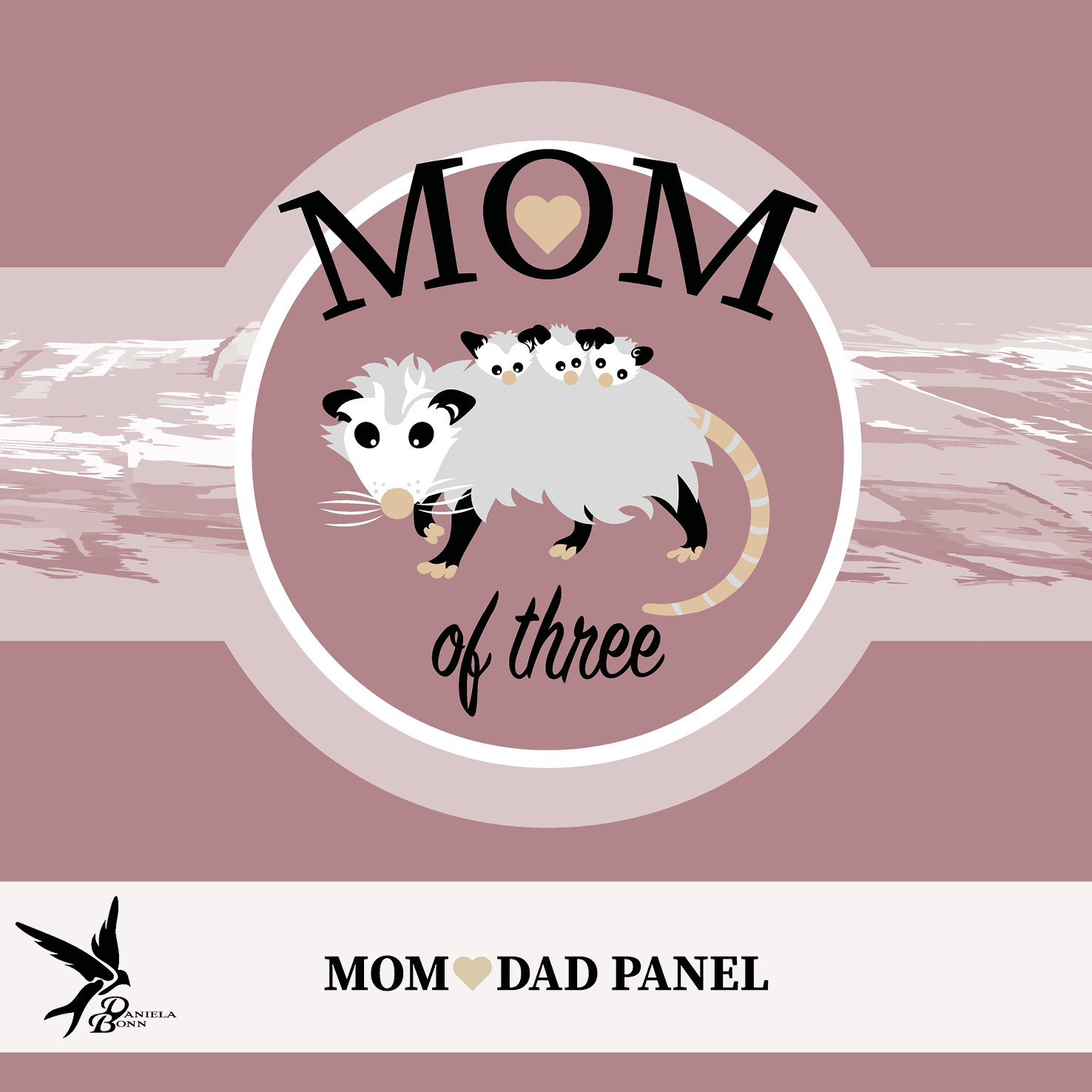 1,00 m Panel Mom of Three Opossum Rosa