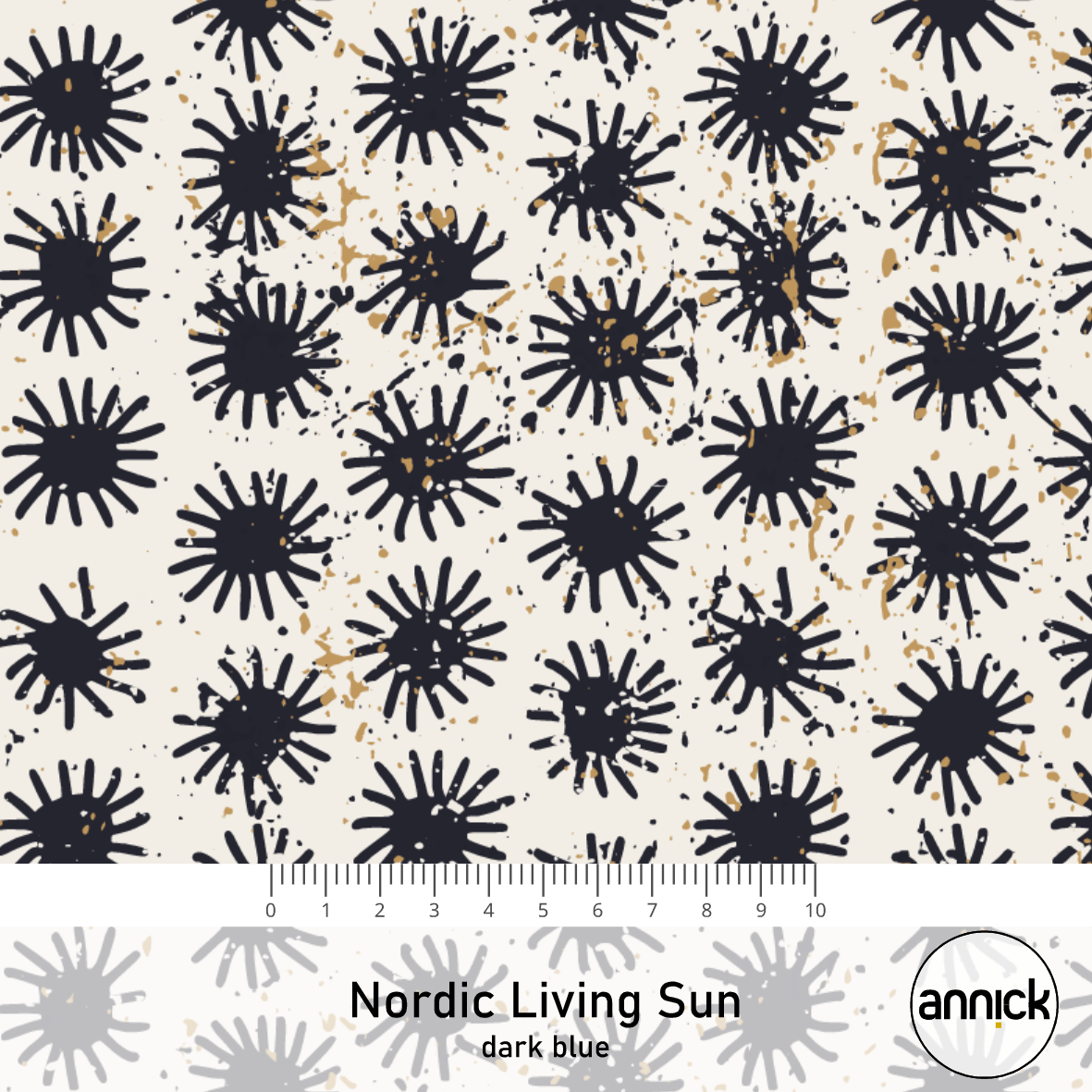 Bio Fabric - Nordic Living Sun Dark Blue by Annick in blue
