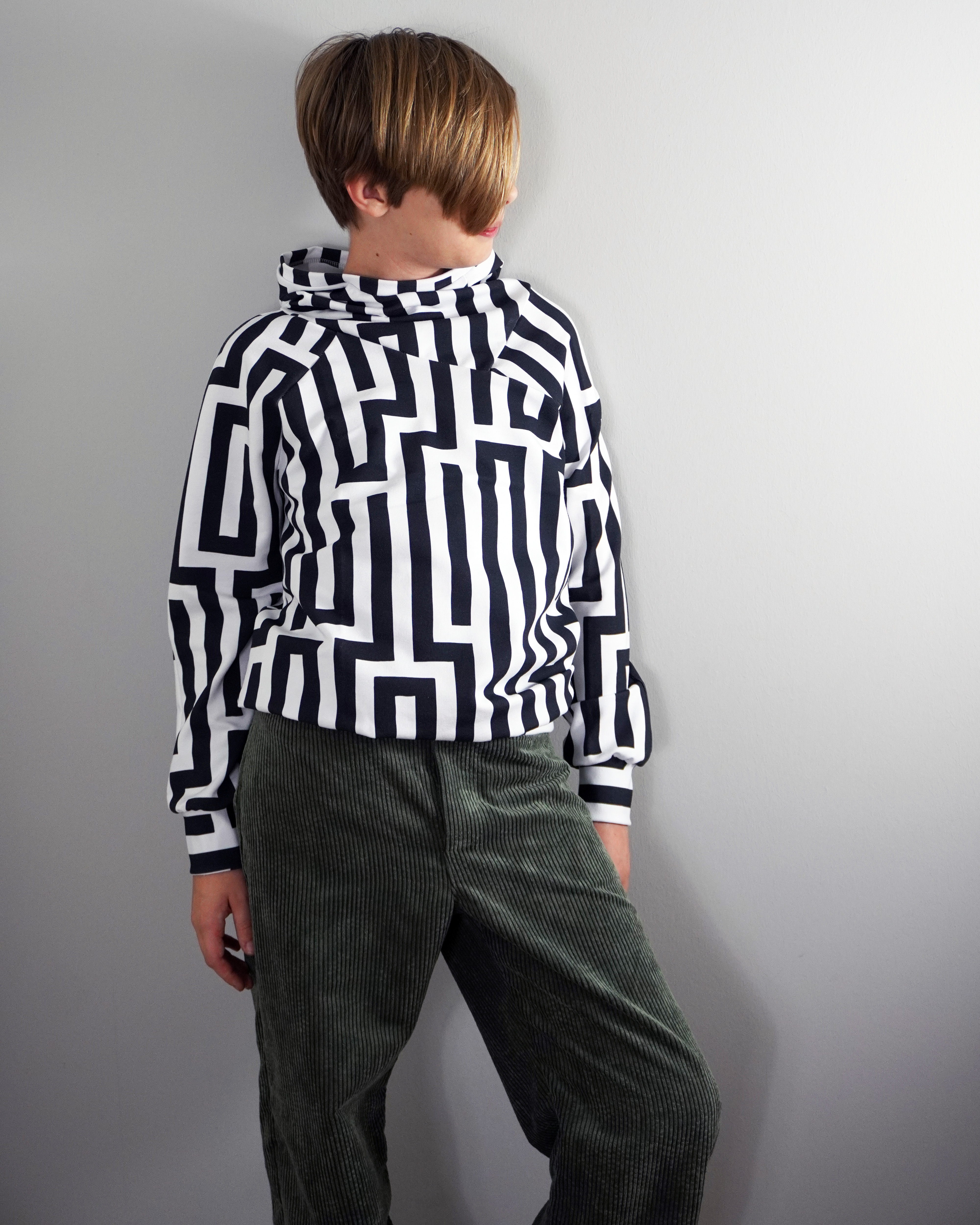 Bio Stoff - Gleichklang Horizontalstreifen schwarz, weiß