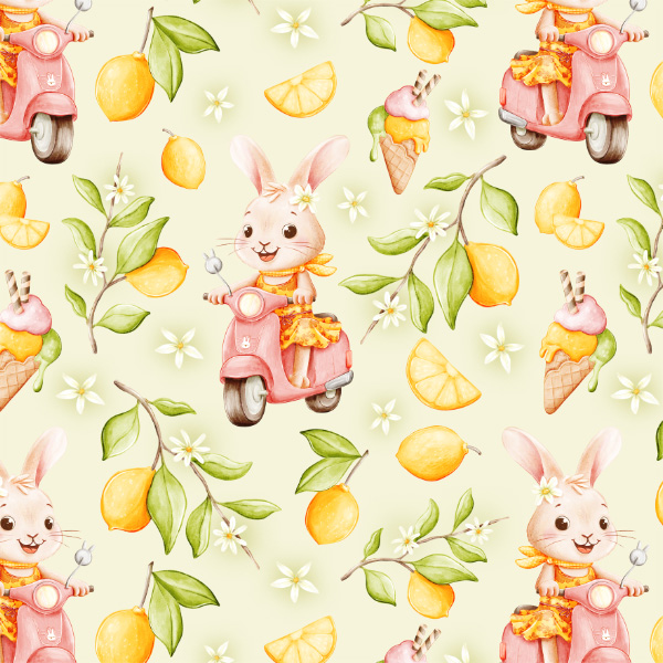 Organic fabric  -  Sommertage in Italien Roller Hase Sorbet