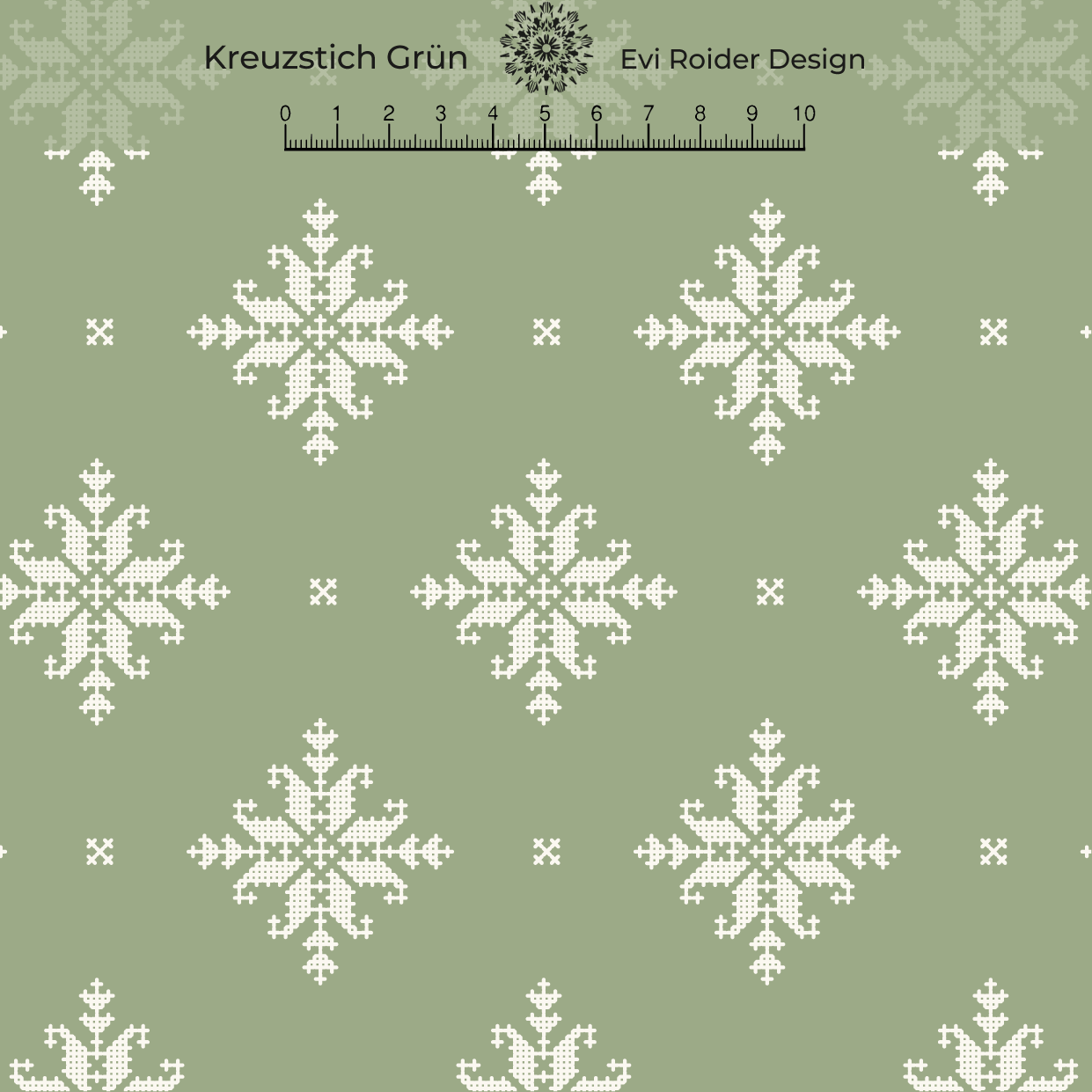 Bio Stoff - Kreuzstich grün