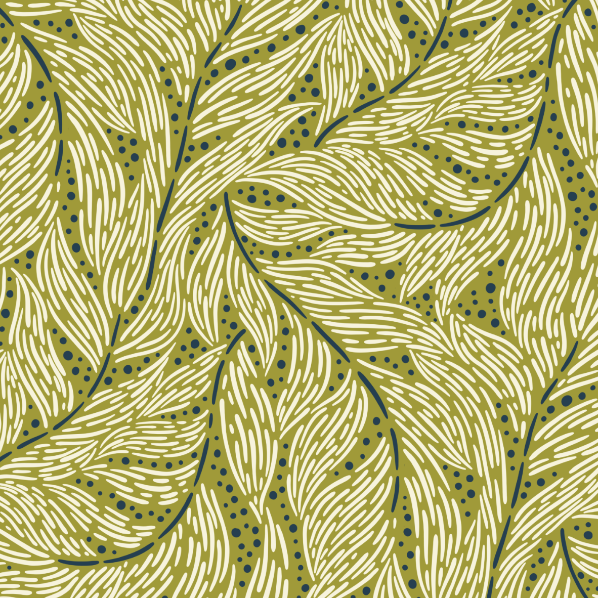 Bio Stoff - Morgenlicht Boho Blätter grün, beige