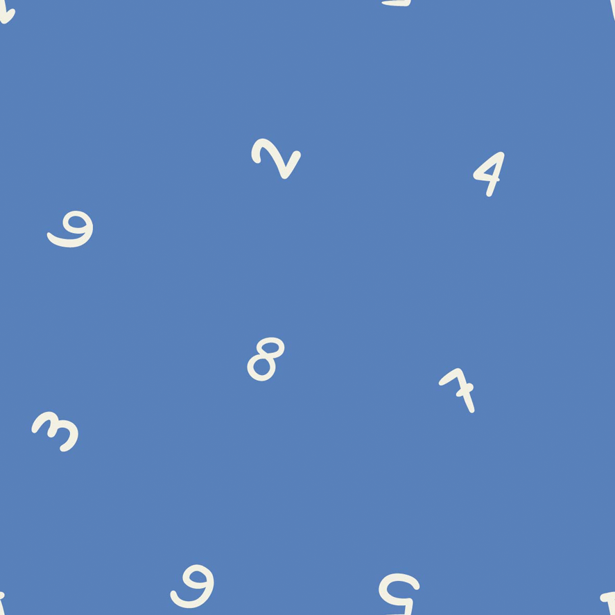 Organic Fabric - Small Numbers Blue by Deinki in blue Organic Fabric - Small Numbers Blue by Deinki in blue