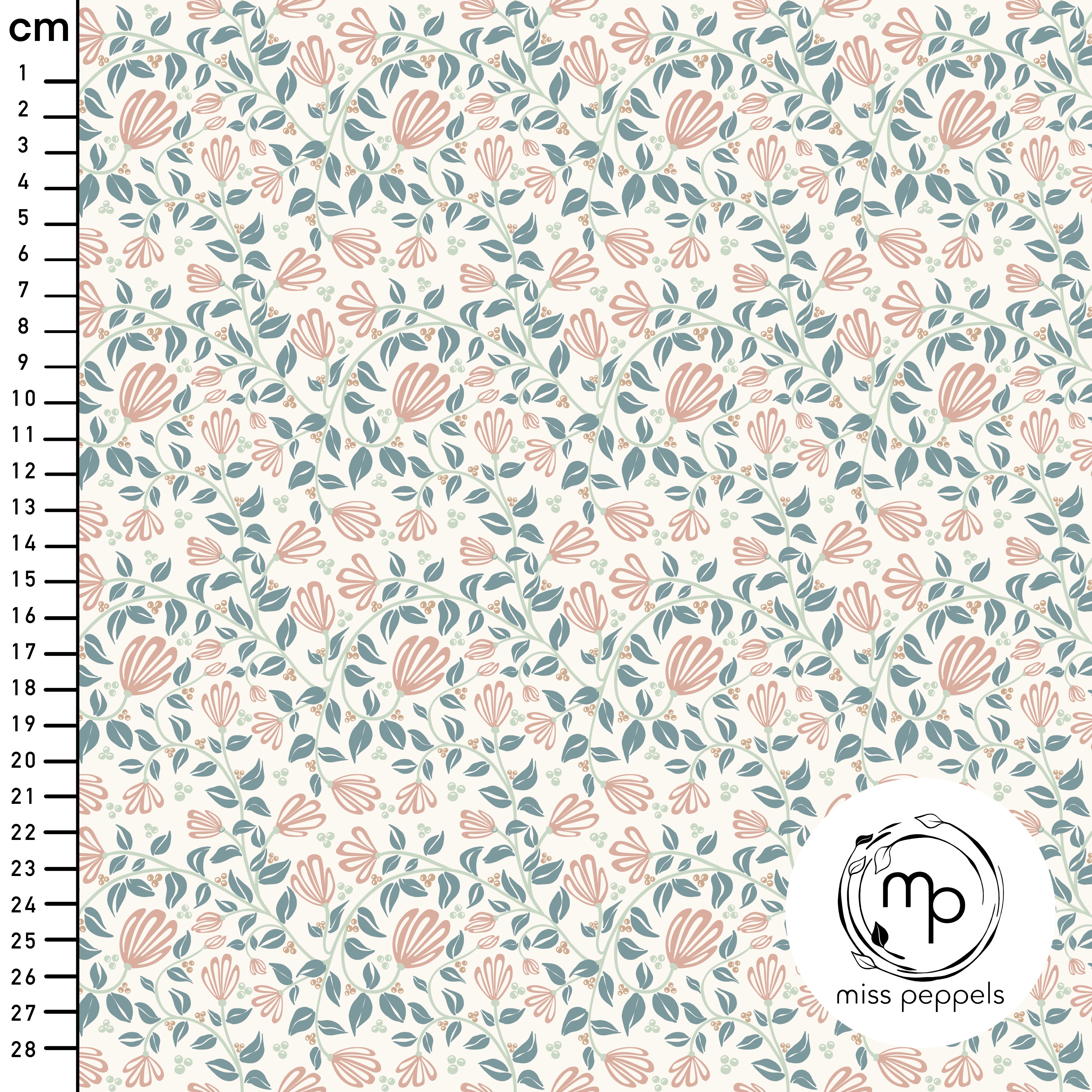 Bio Stoff  - Ranken E - misspeppels, weiß, Floral & Blumen