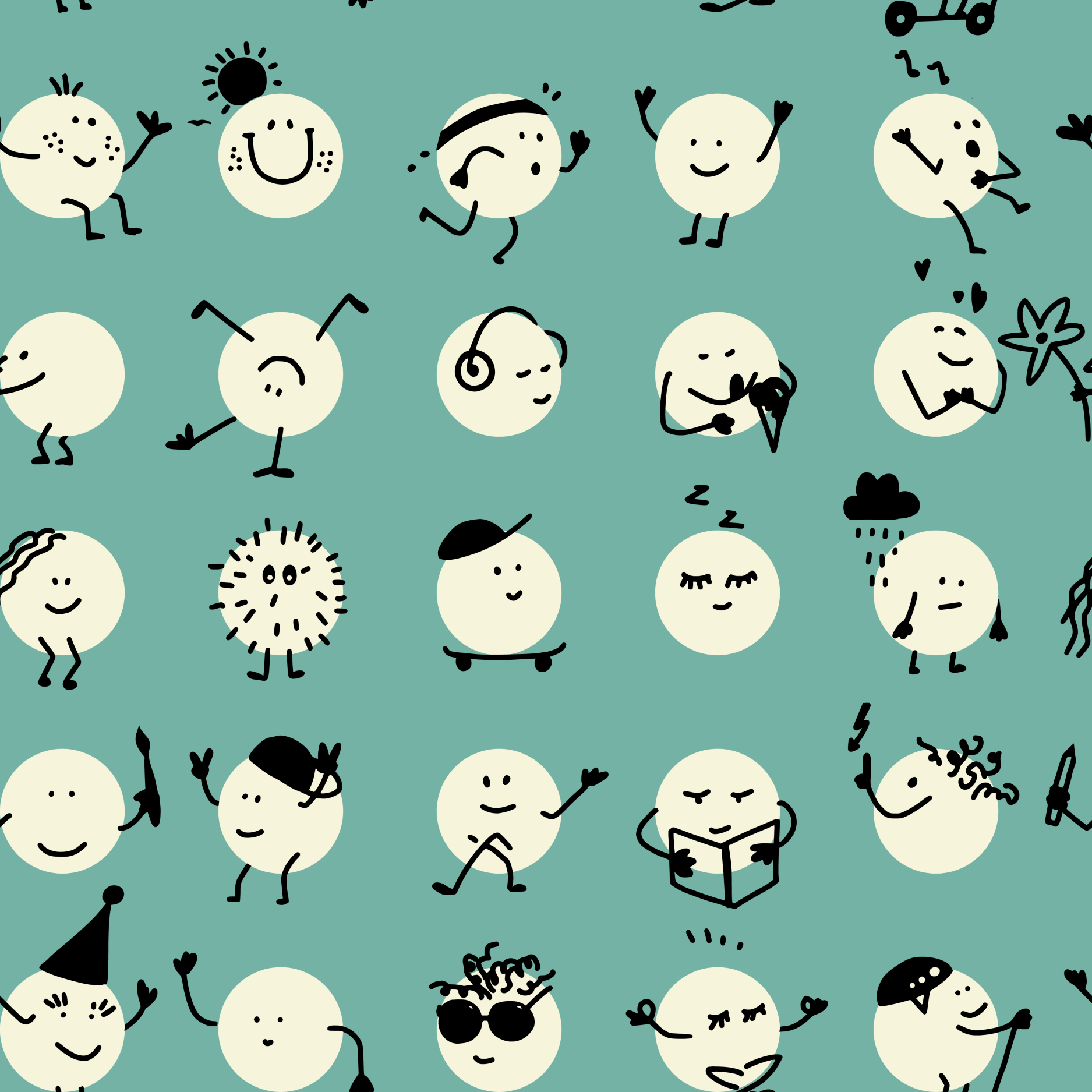 Organic fabric -  Kids Day Funny Dots petrol