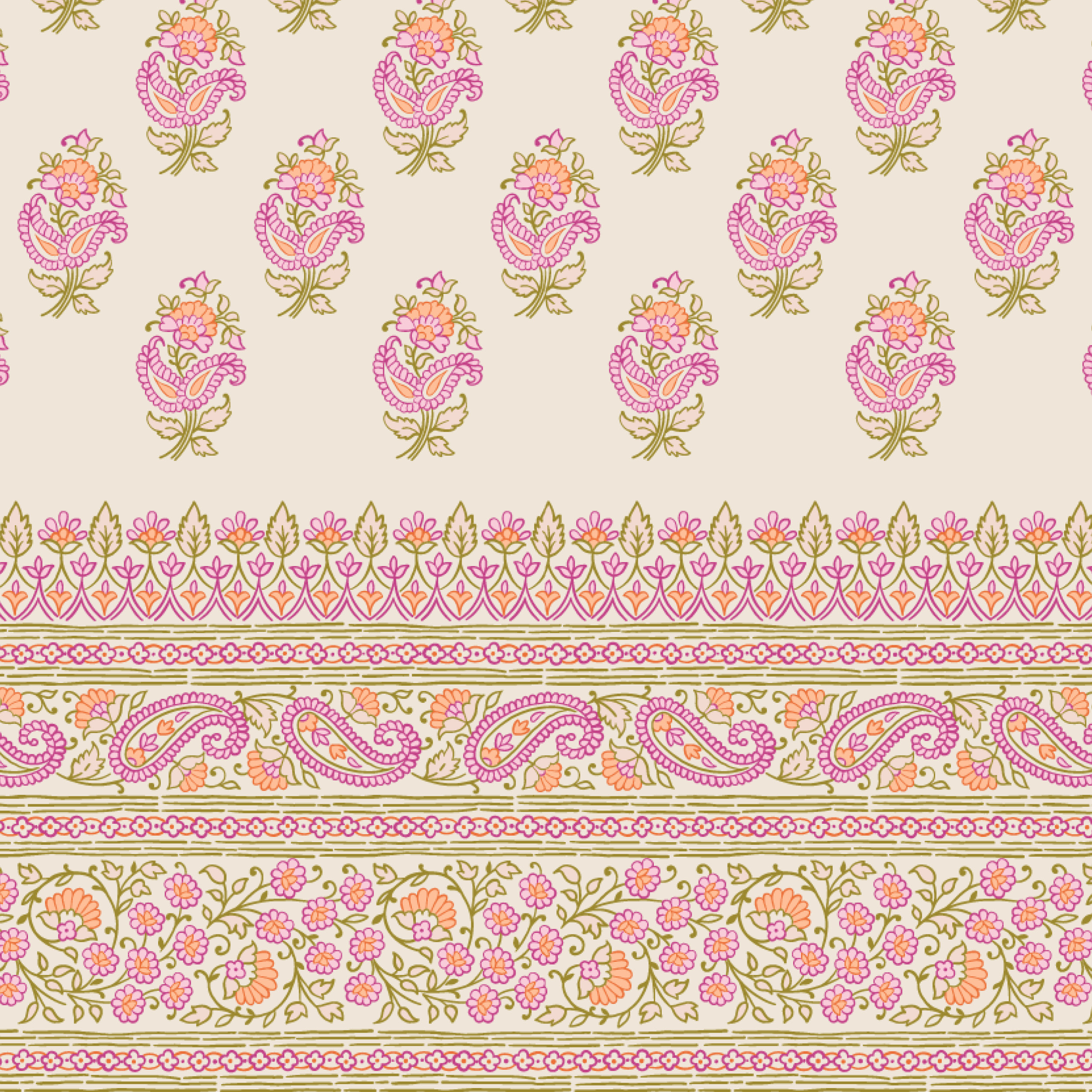 Bio Stoff  - Frühlingsfolklore Bordüre mini