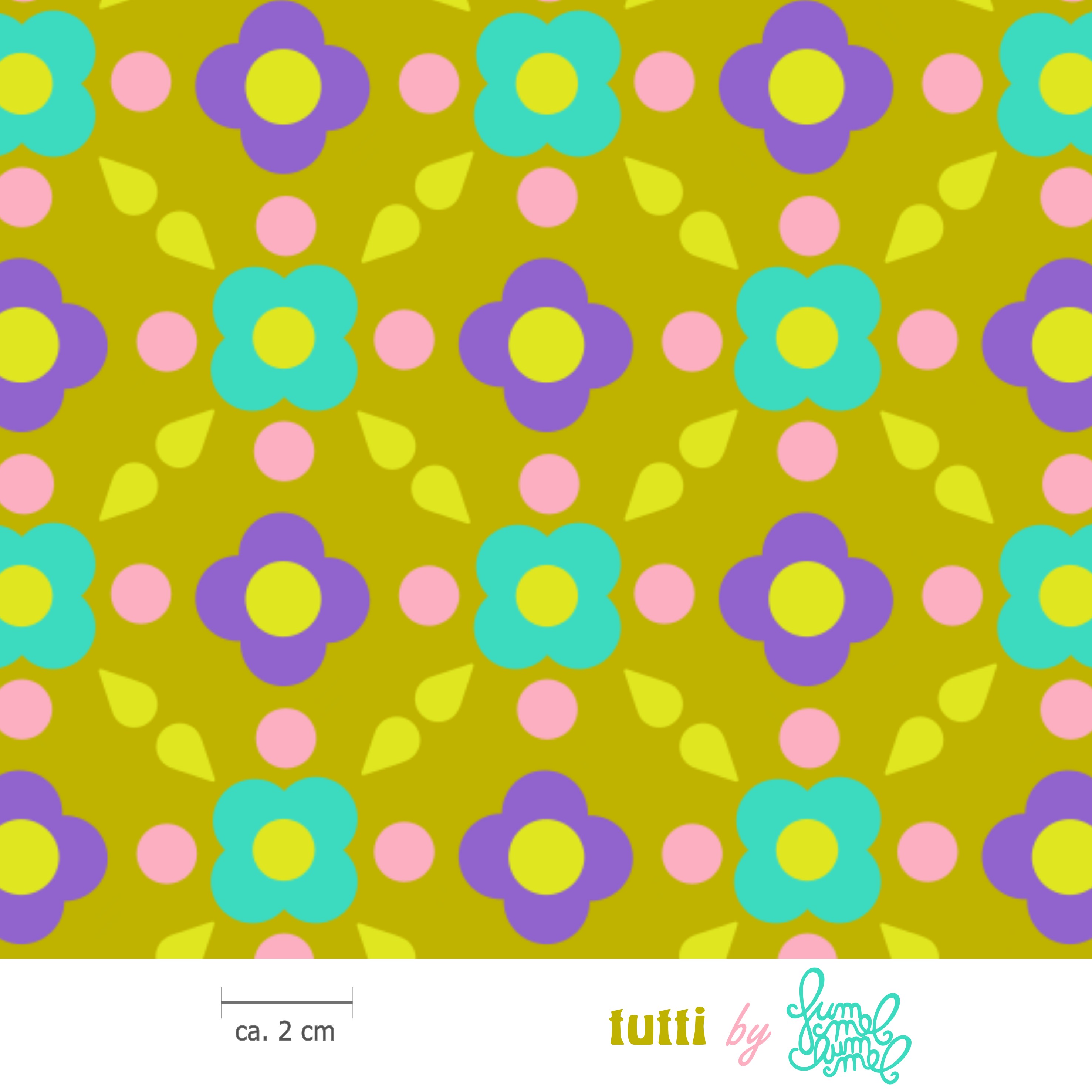 Bio Stoff  - Tutti Senf - Fummelhummel, Floral & Blumen, grün