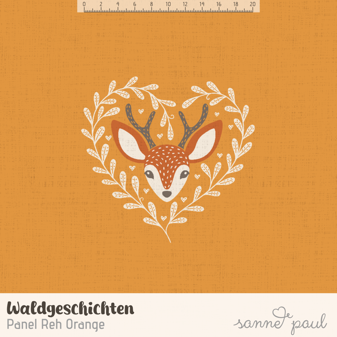 Bio Stoff - Waldgeschichten Panel Reh Orange von Sanne Paul in orange