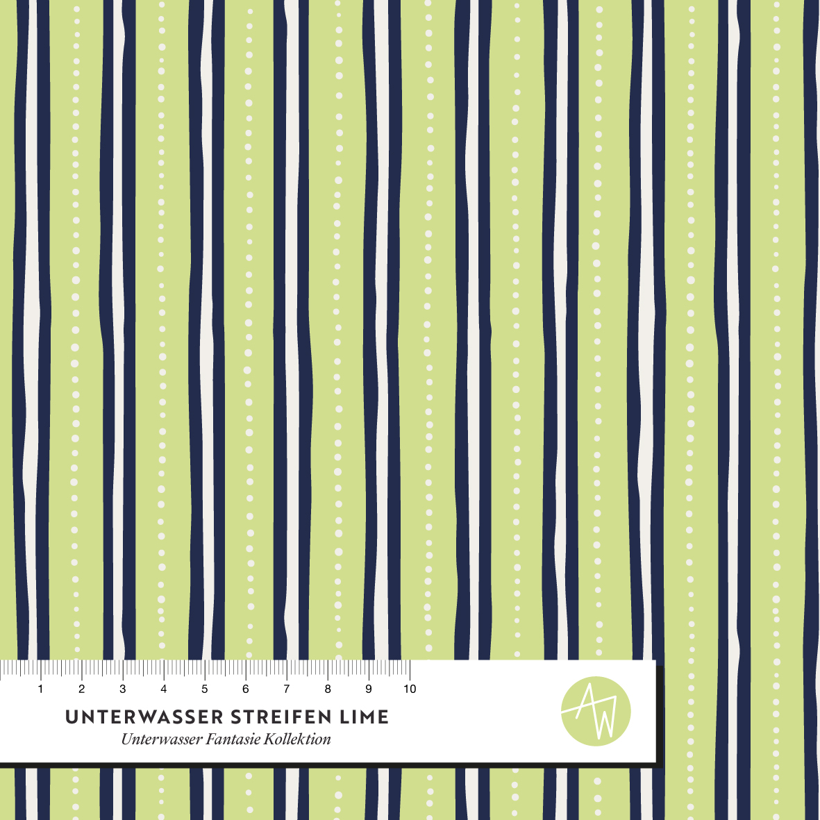 Bio Fabric - Underwater Stripes Lime by Alexandra Weise in green