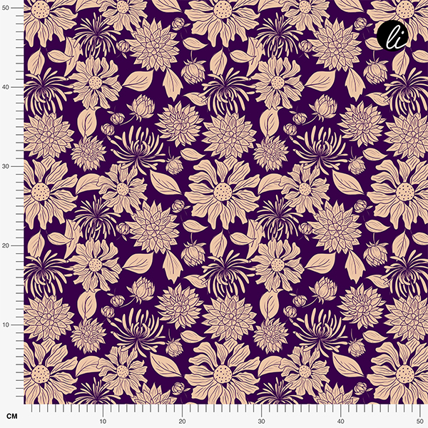 Bio Fabric -Spätsommerblumen violett