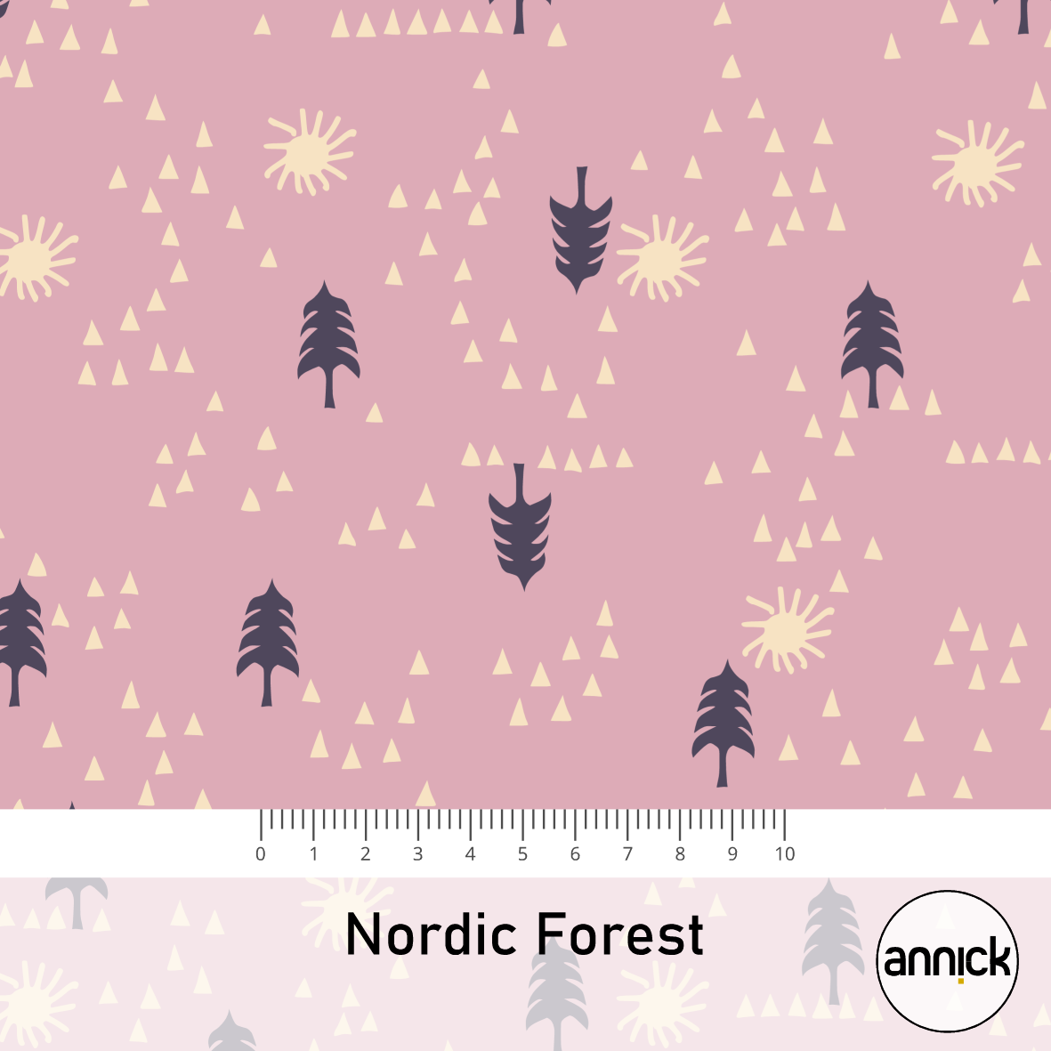 Bio Webware Stoff - Nordic Forest - Annick, lila, Wald, Bäume & Palmen, 100% Bio-Baumwolle Bio Webware Stoff - Nordic Forest - Annick, lila, Wald, Bäume & Palmen, 100% Bio-Baumwolle