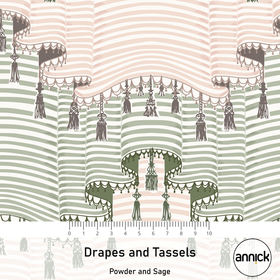 Bio Stoff - Drapes and Tassels powder, sage