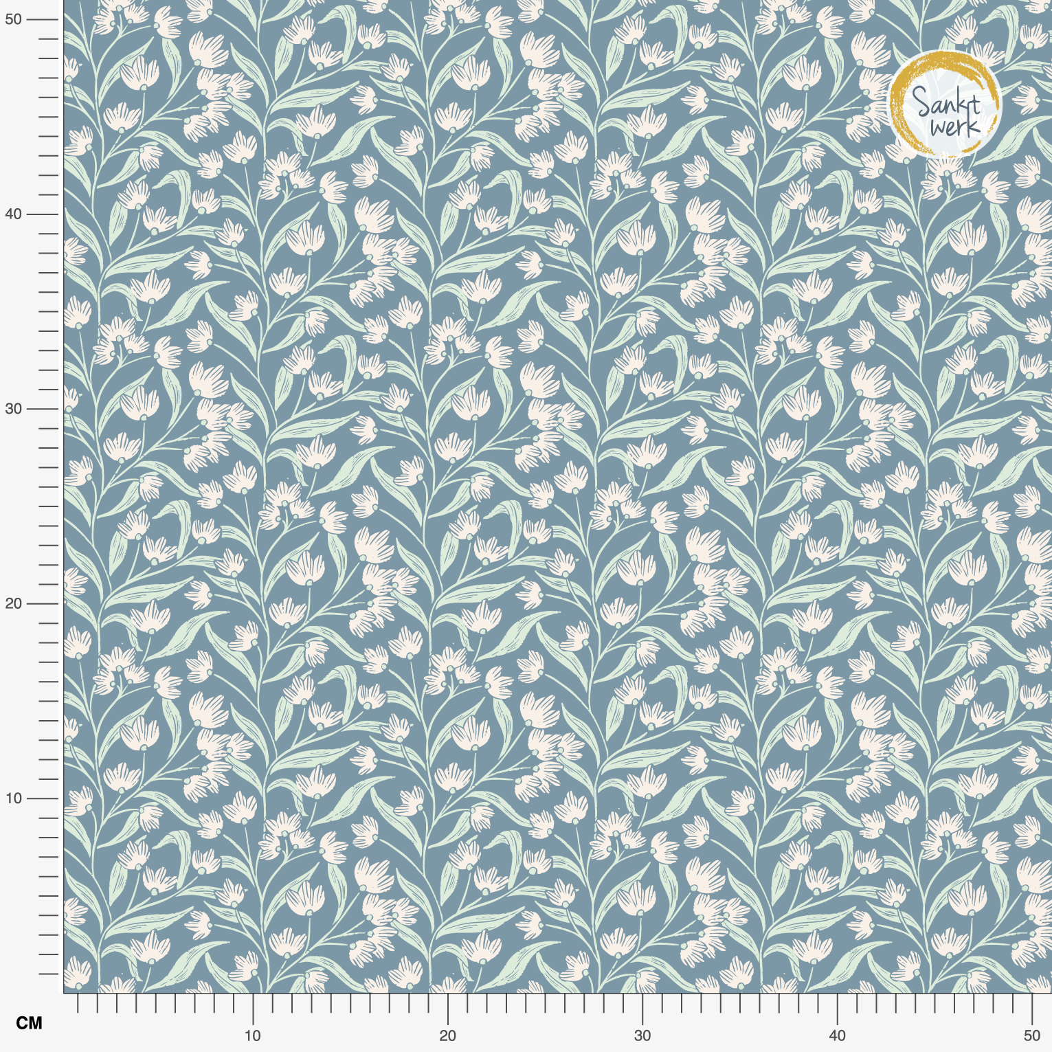 Organic fabric - Strandnelke pale blue