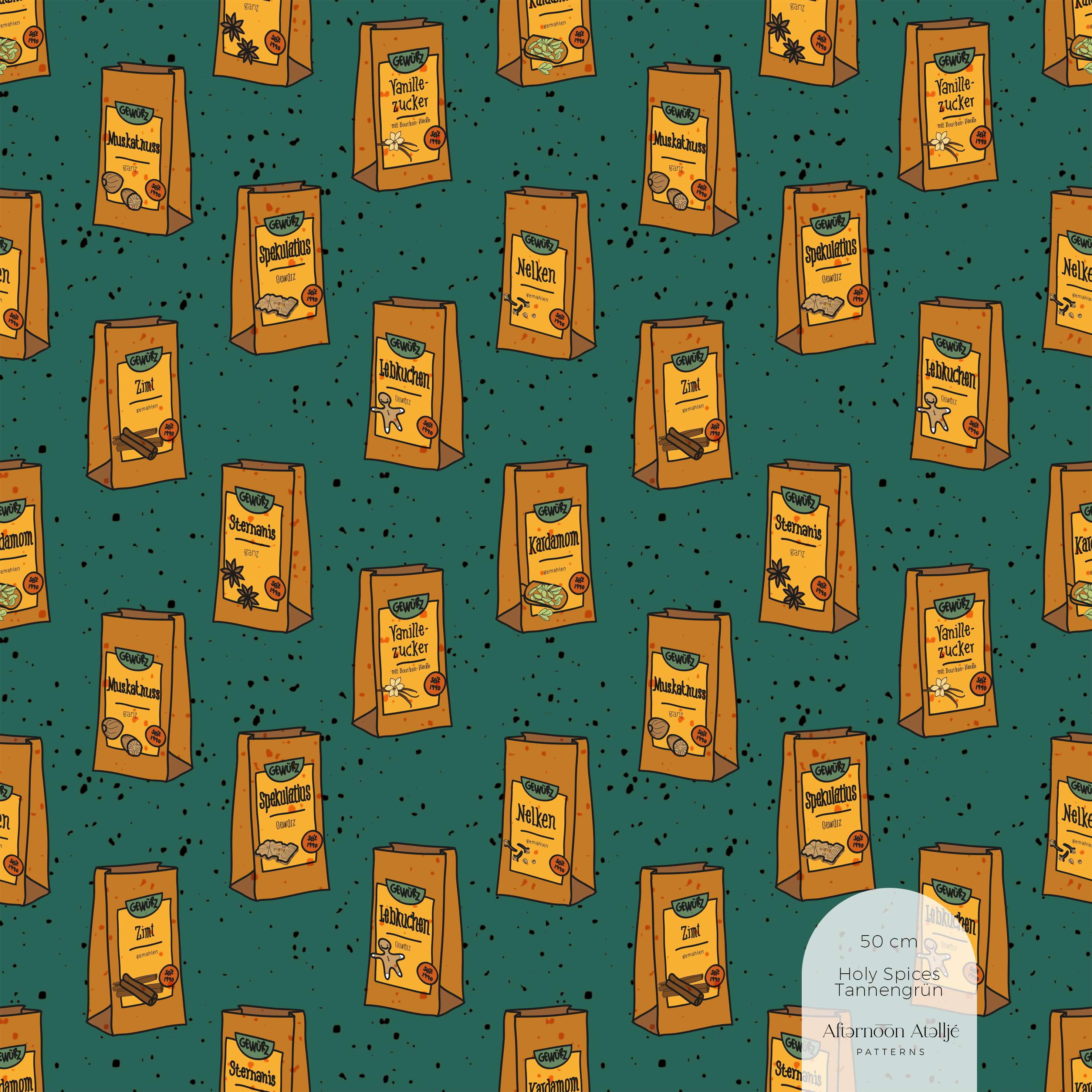 Organic Fabric - Holy Spices green