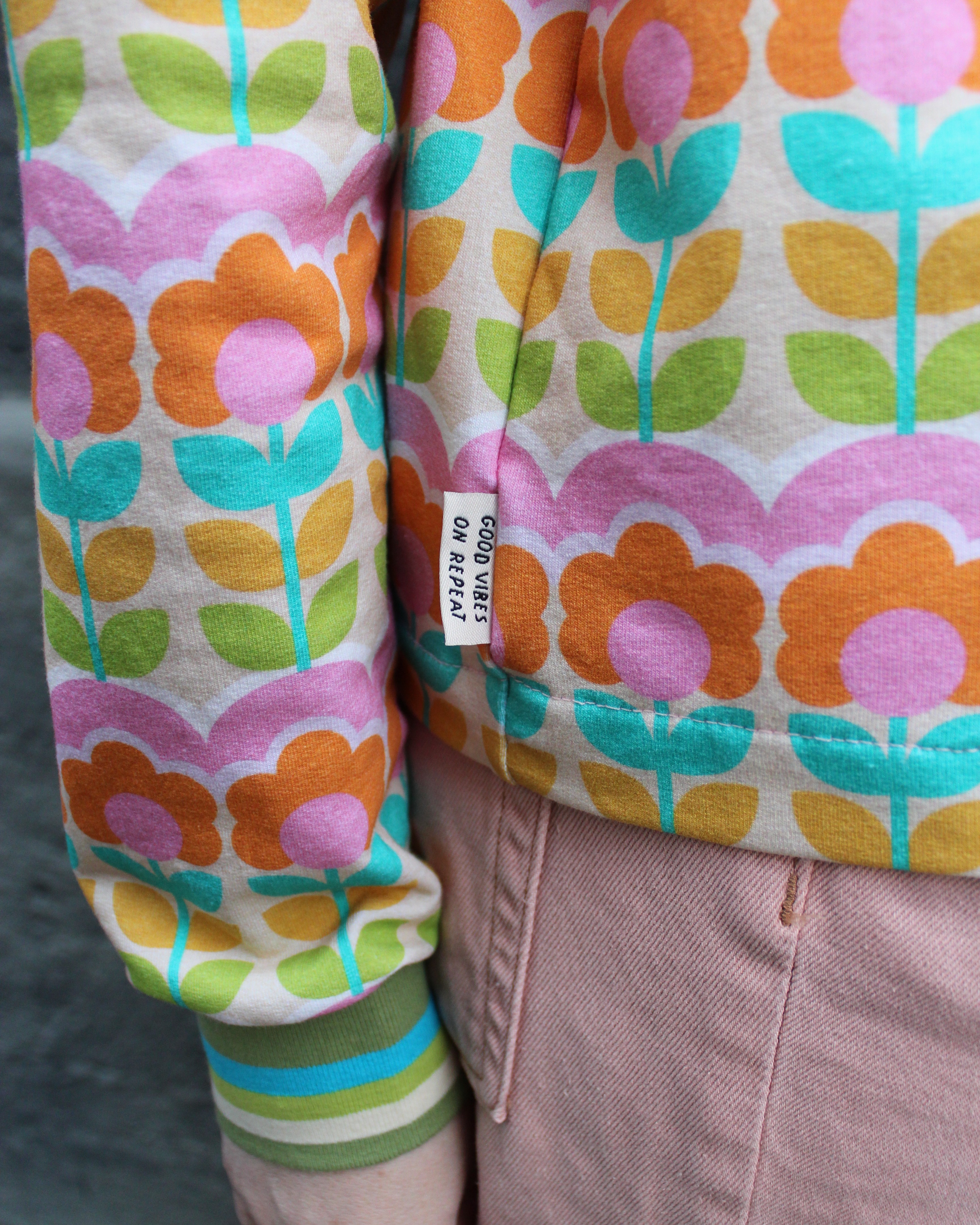 Organic fabric  - Bluumen orange