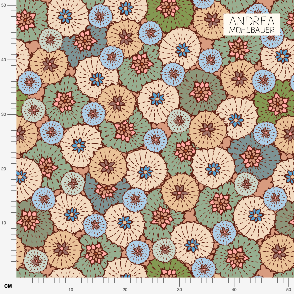 Bio Stoff - Golden Desert Kakteenblüte