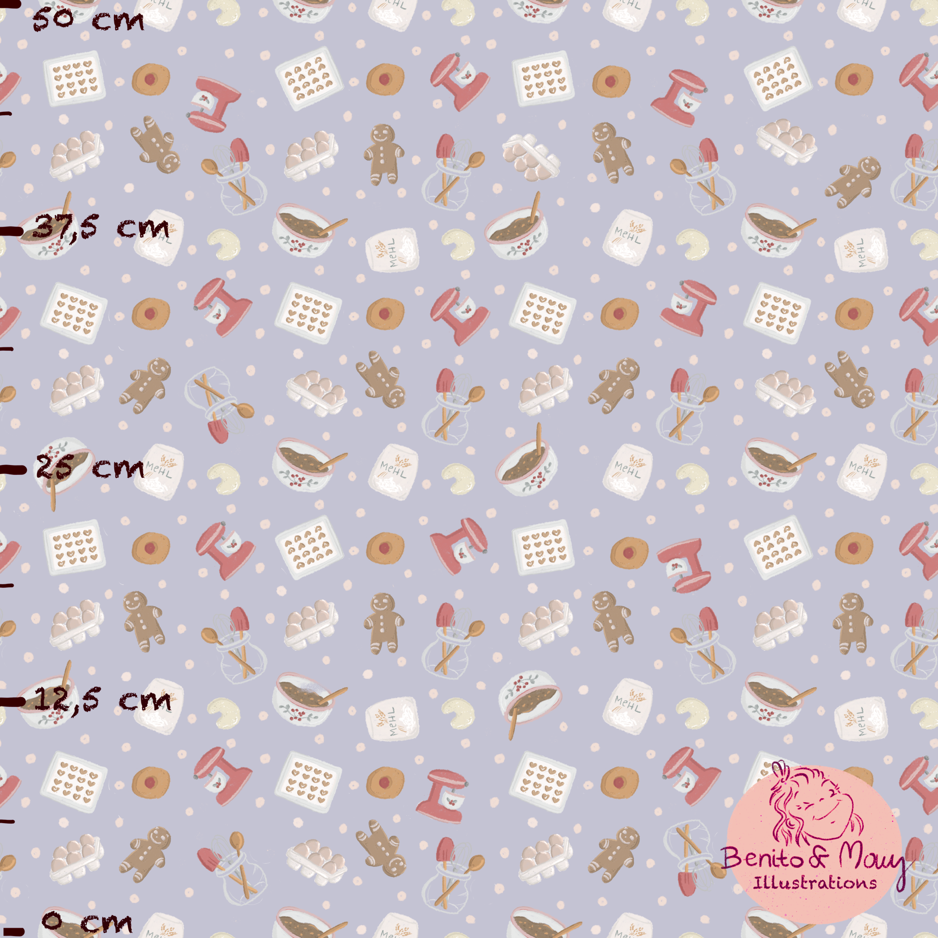 Bio Fabric - Baking Joy Dots light blue, small