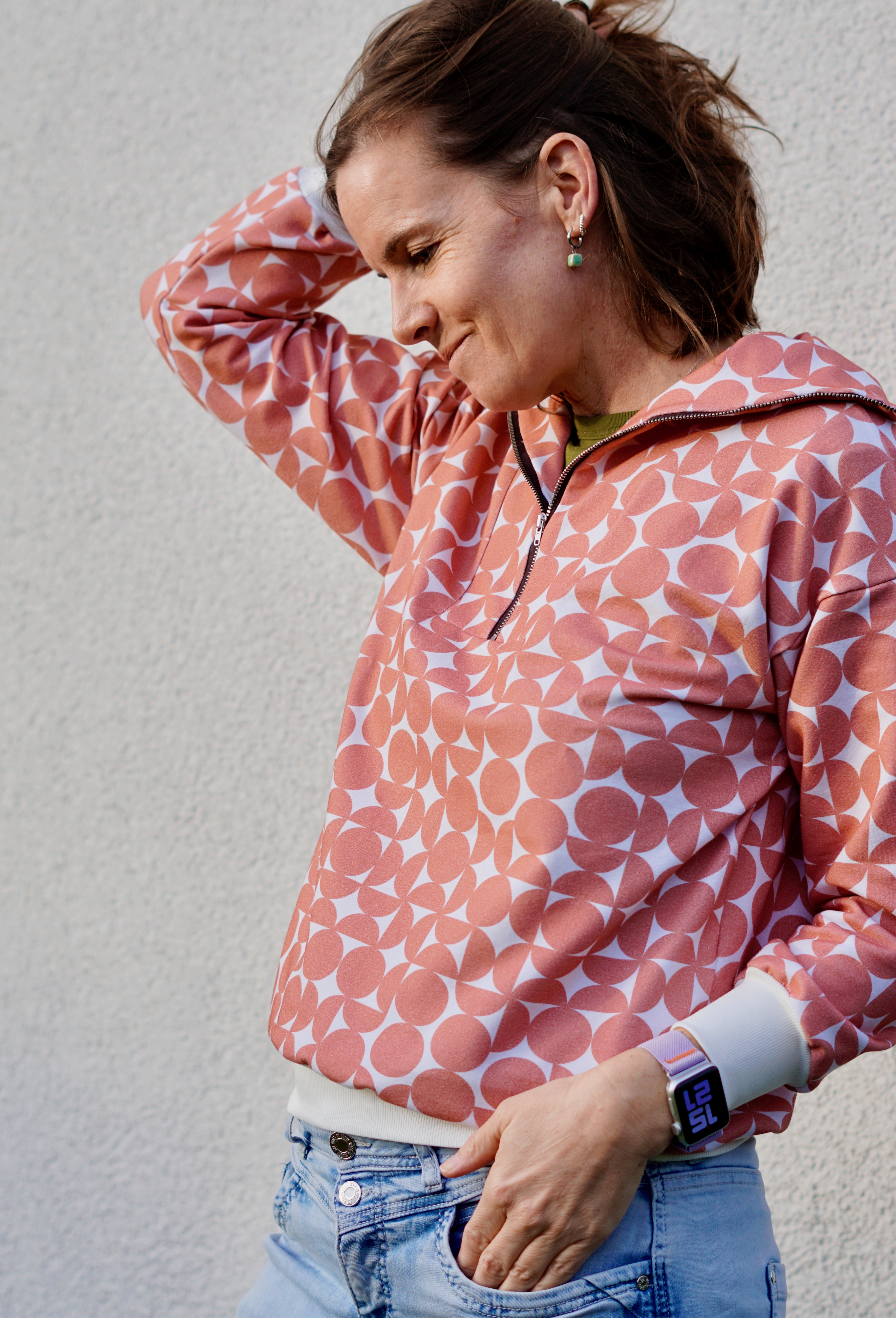 Bio Stoff - Retroscholle Punkte orange