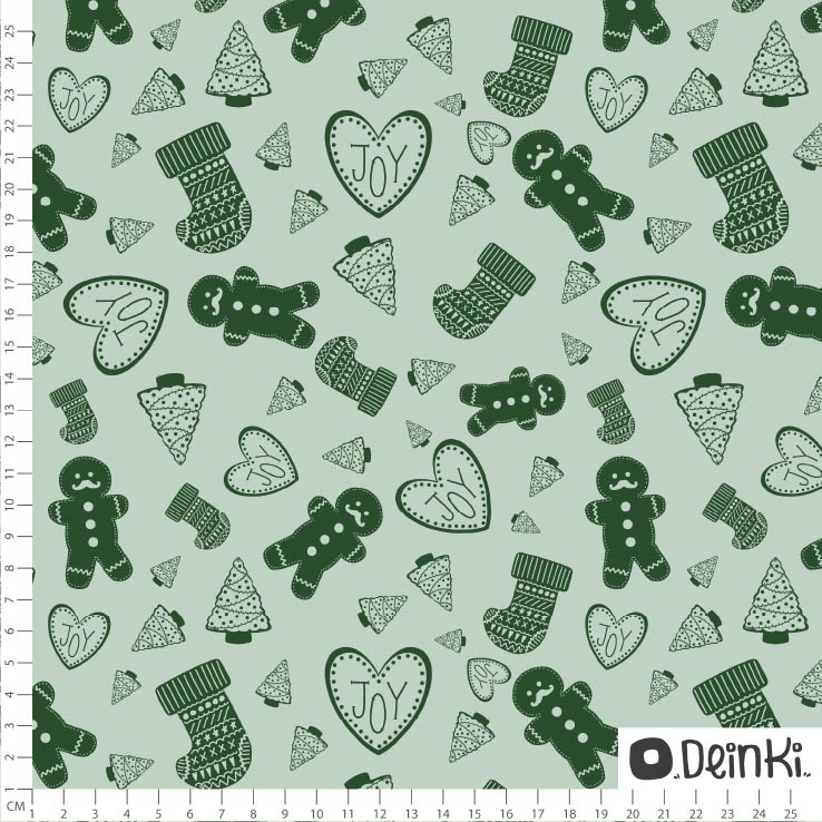 Bio Fabric - Christmas Cookies mint