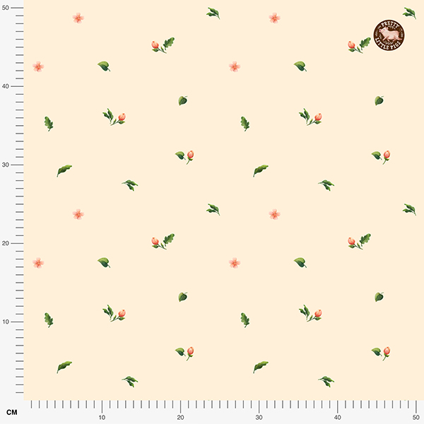 Organic fabric  -  Kombi Knospen yellow