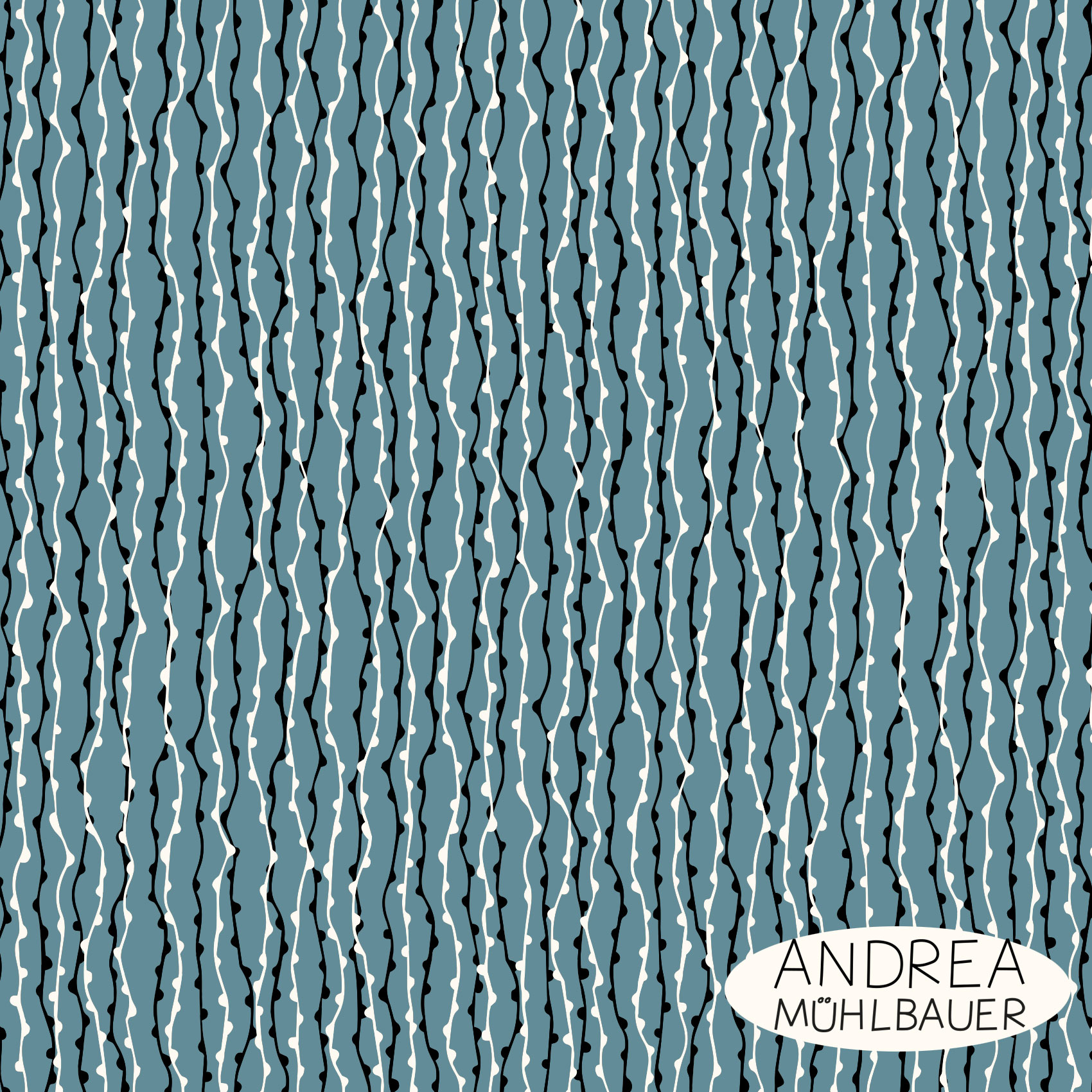 Bio Webware Stoff  -  Dragon Tears Blue  - AndreaMuehlbauer, Fantasy, blau, 100% Bio-Baumwolle