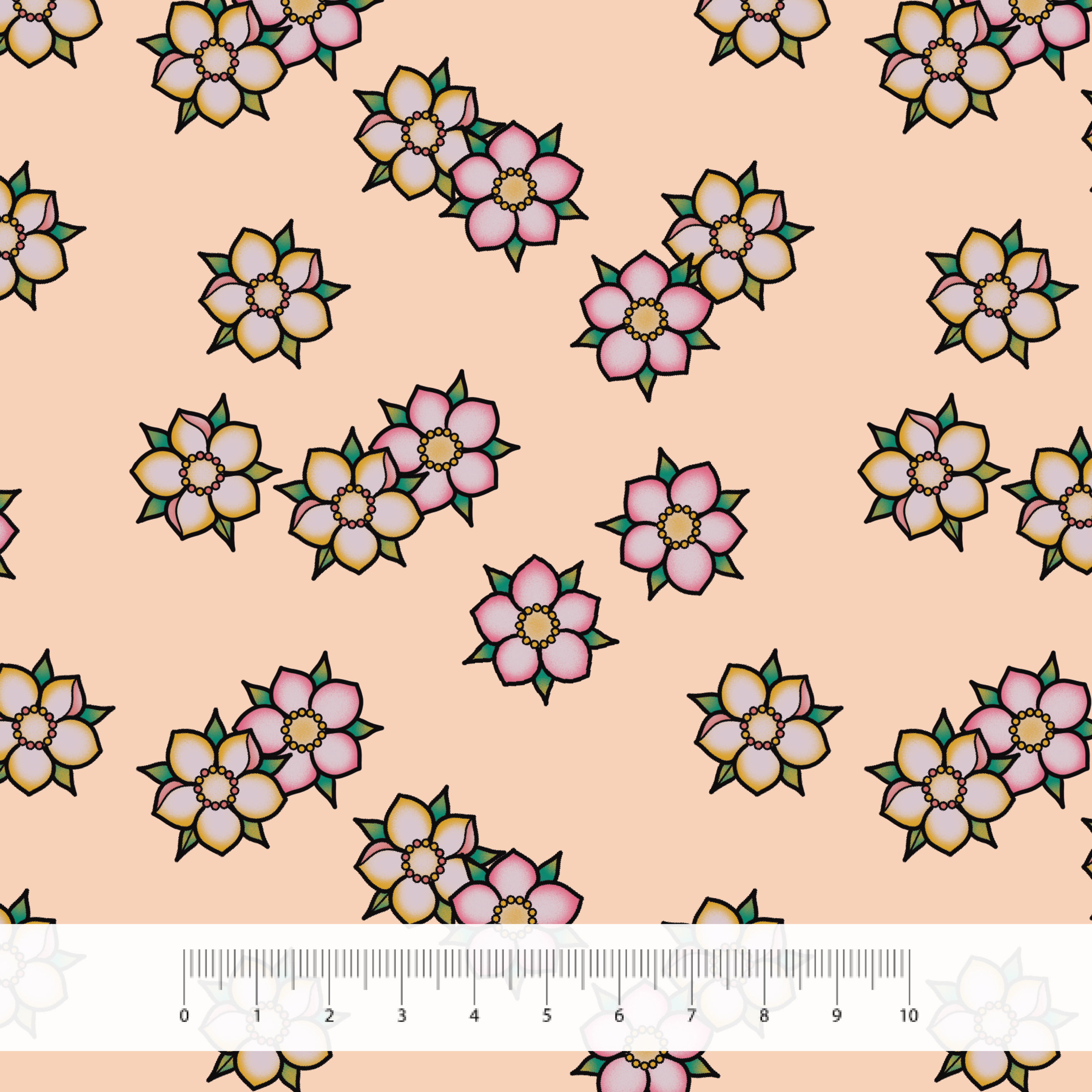 Bio Summersweat Stoff  - Blossom Check Peach - AmesDefinitelyOdd, rosa, kariert, Floral & Blumen Breite 150 cm