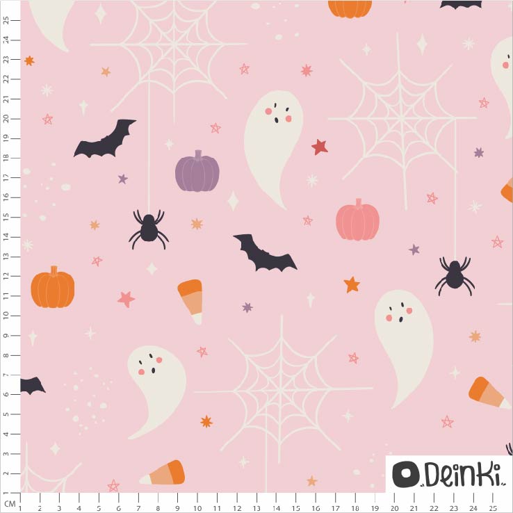 Bio Stoff - Halloween Niedliche Gespenster Rosa von Deinki in rosa
