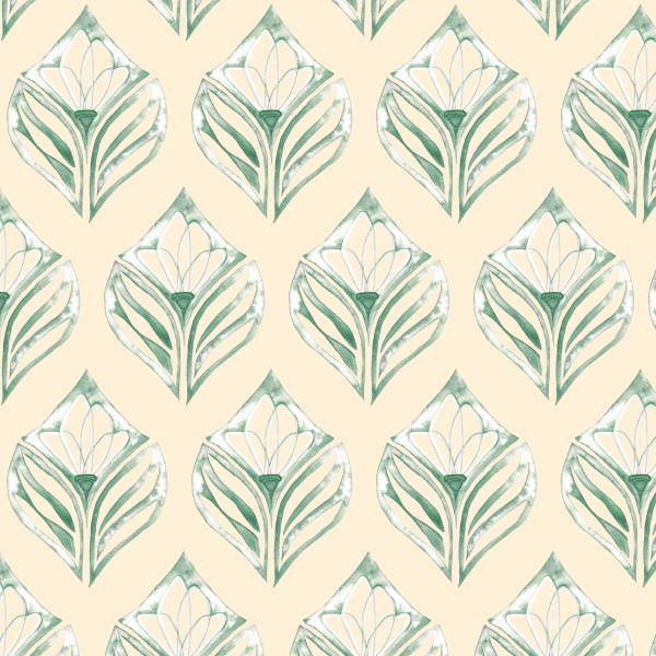 Bio Stoff  - Blooming Tiles Emerald