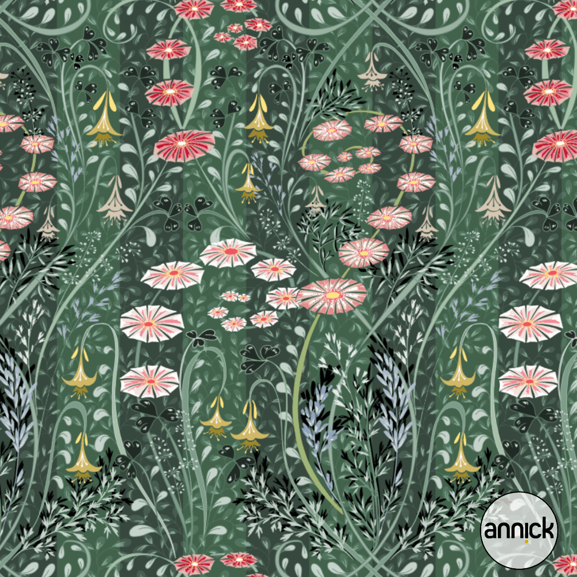 Bio Stoff - Meadow Scent Dark Green von Annick in grün