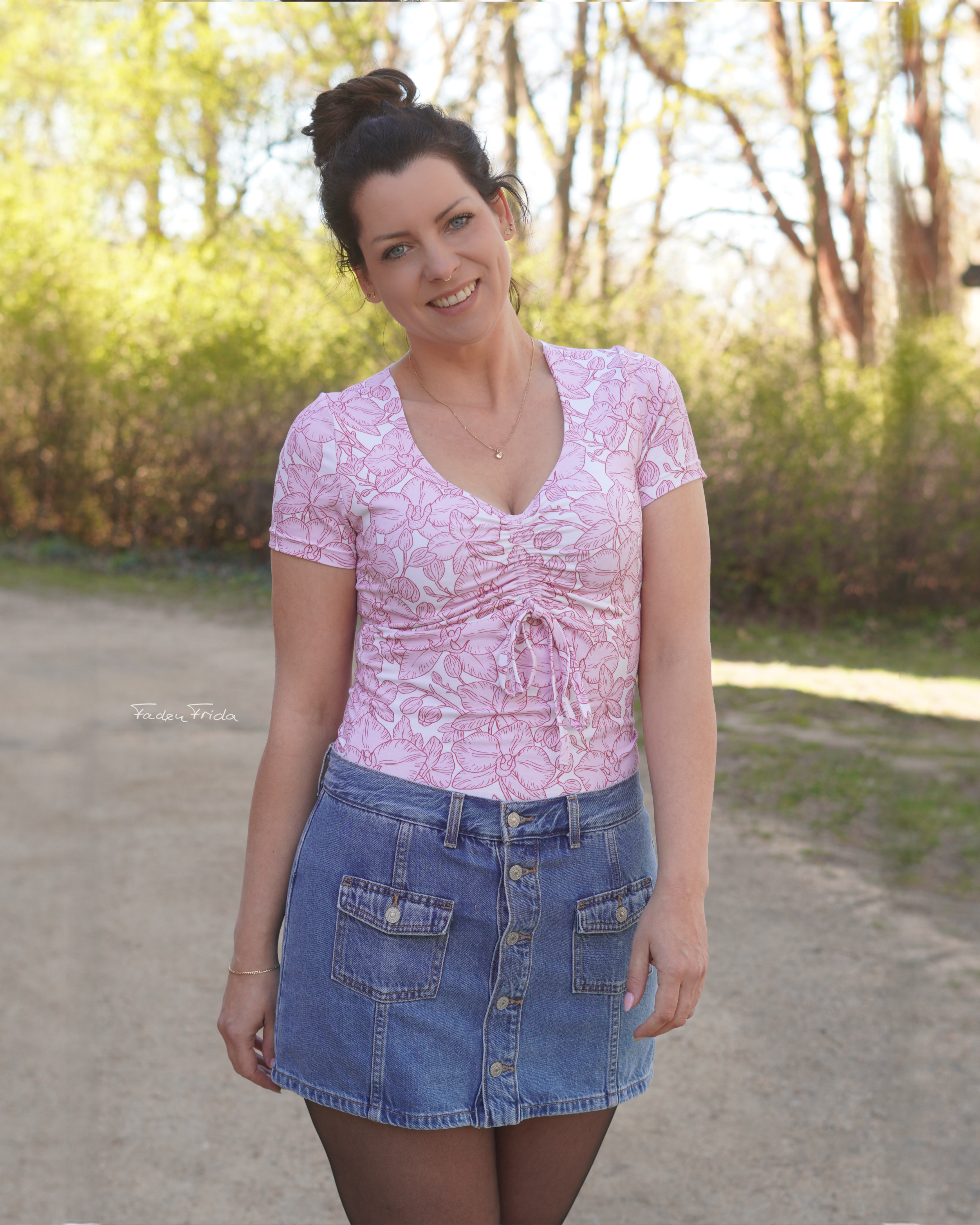 Organic fabric - Orchideenliebe Blütenherz pink 