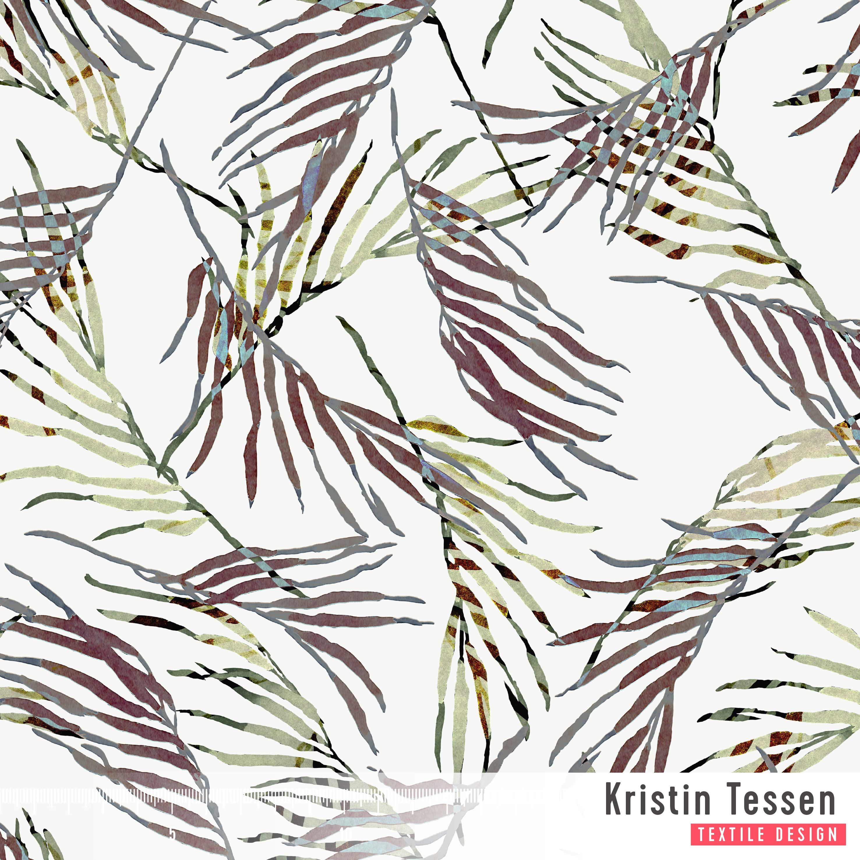 Bio Stoff - Palmen Offwhite von Kristin Tessen in grün