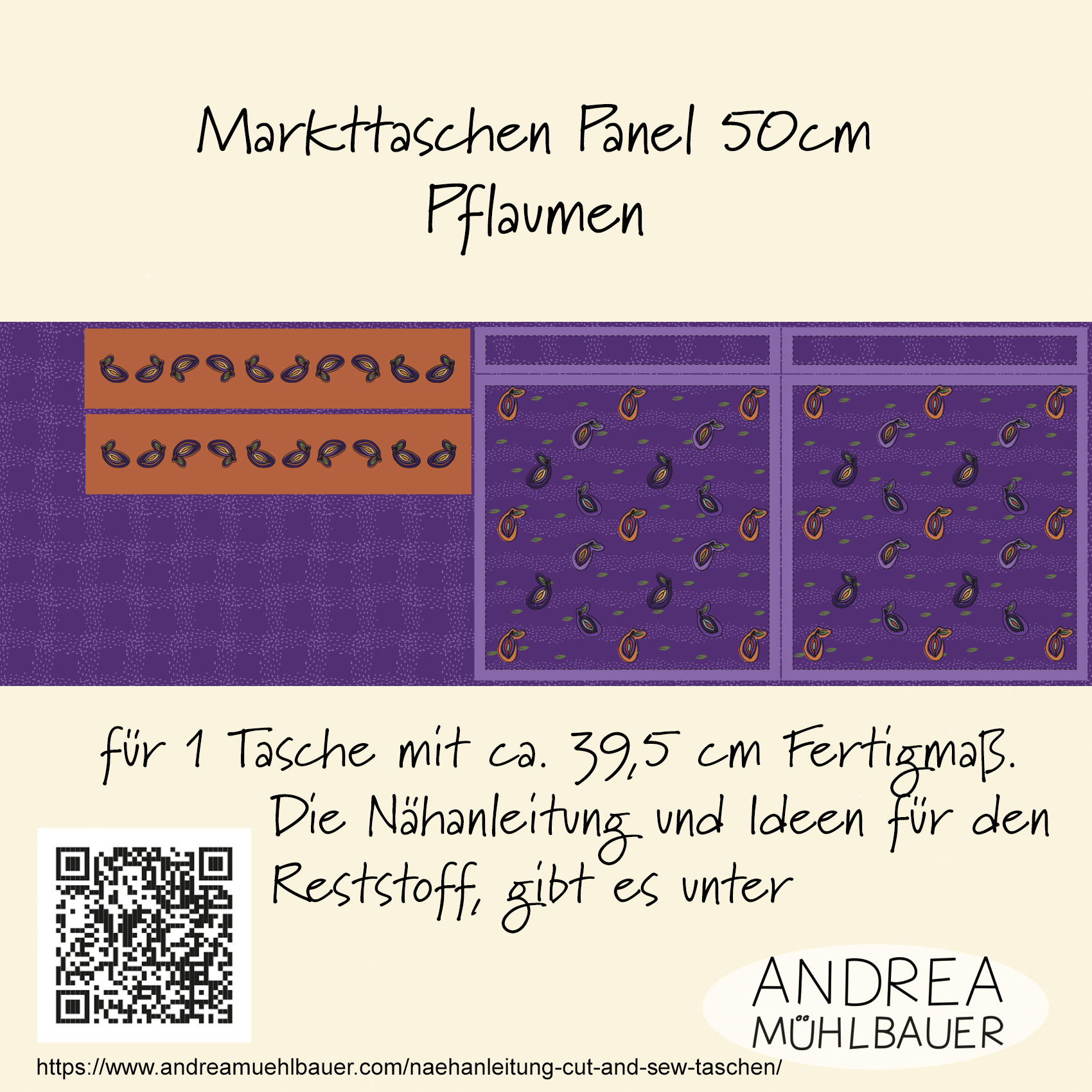Bio Fabric - Market Bag Plums by Andrea Muehlbauer in purple