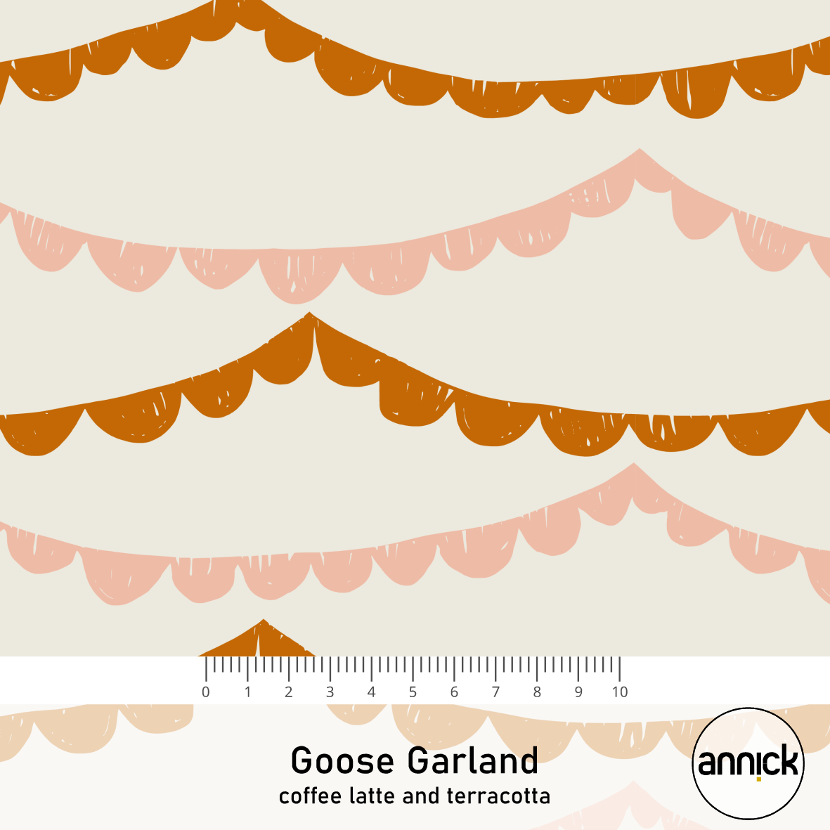 Bio Stoff - Goose Garland Caffee Latte und Terracotta von Annick in beige