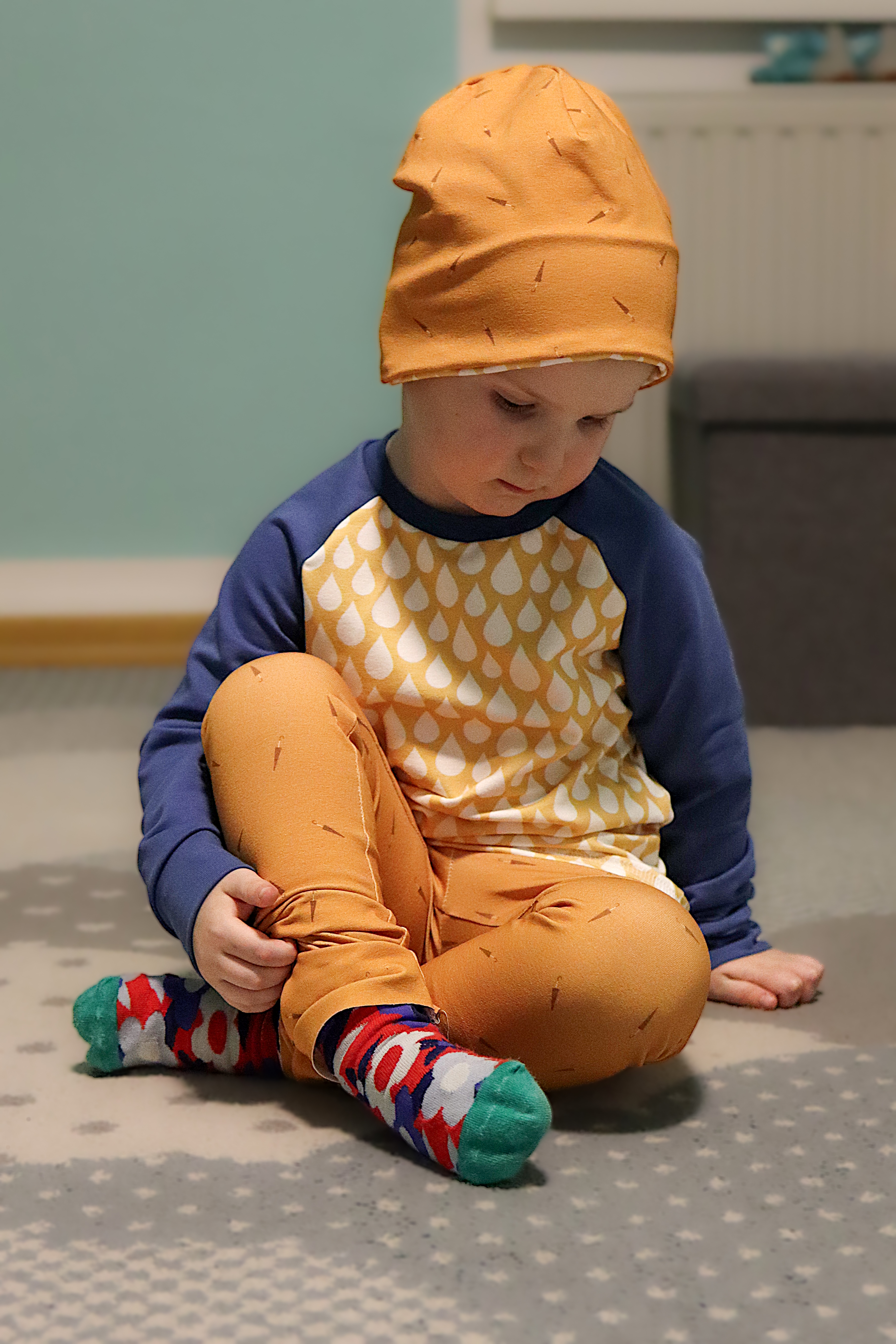  Bio Stoff - Wassertropfen mintgrün