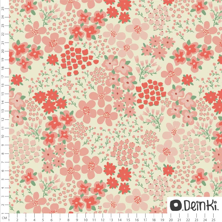 Bio Webware Stoff - Happy Ditsies - Deinki, Frühling, creme, Floral & Blumen, 100% Bio-Baumwolle Bio Webware Stoff - Happy Ditsies - Deinki, Frühling, creme, Floral & Blumen, 100% Bio-Baumwolle